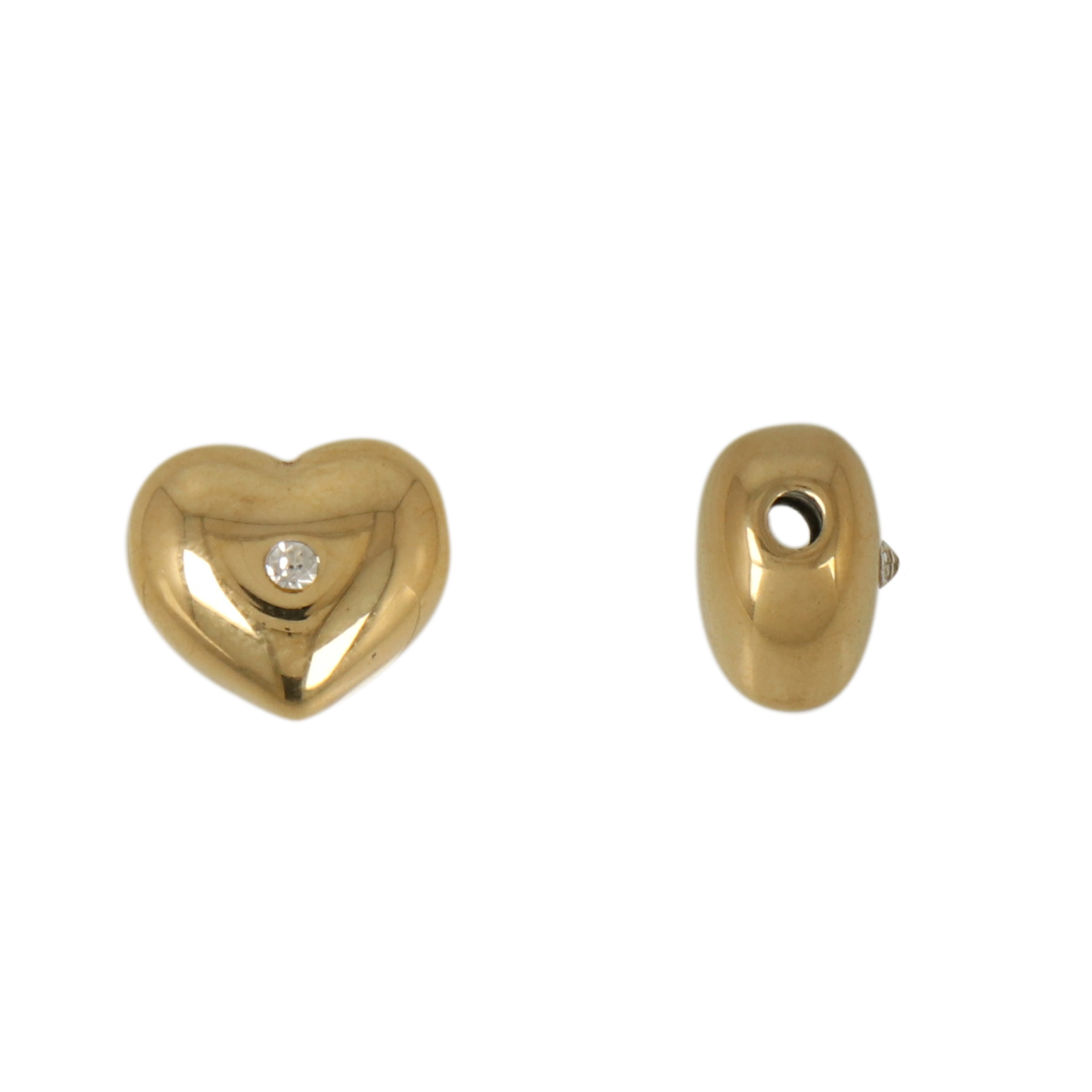 gold plated stainless steel heart bead 10x9mm - hole 1,25mm | 1pc