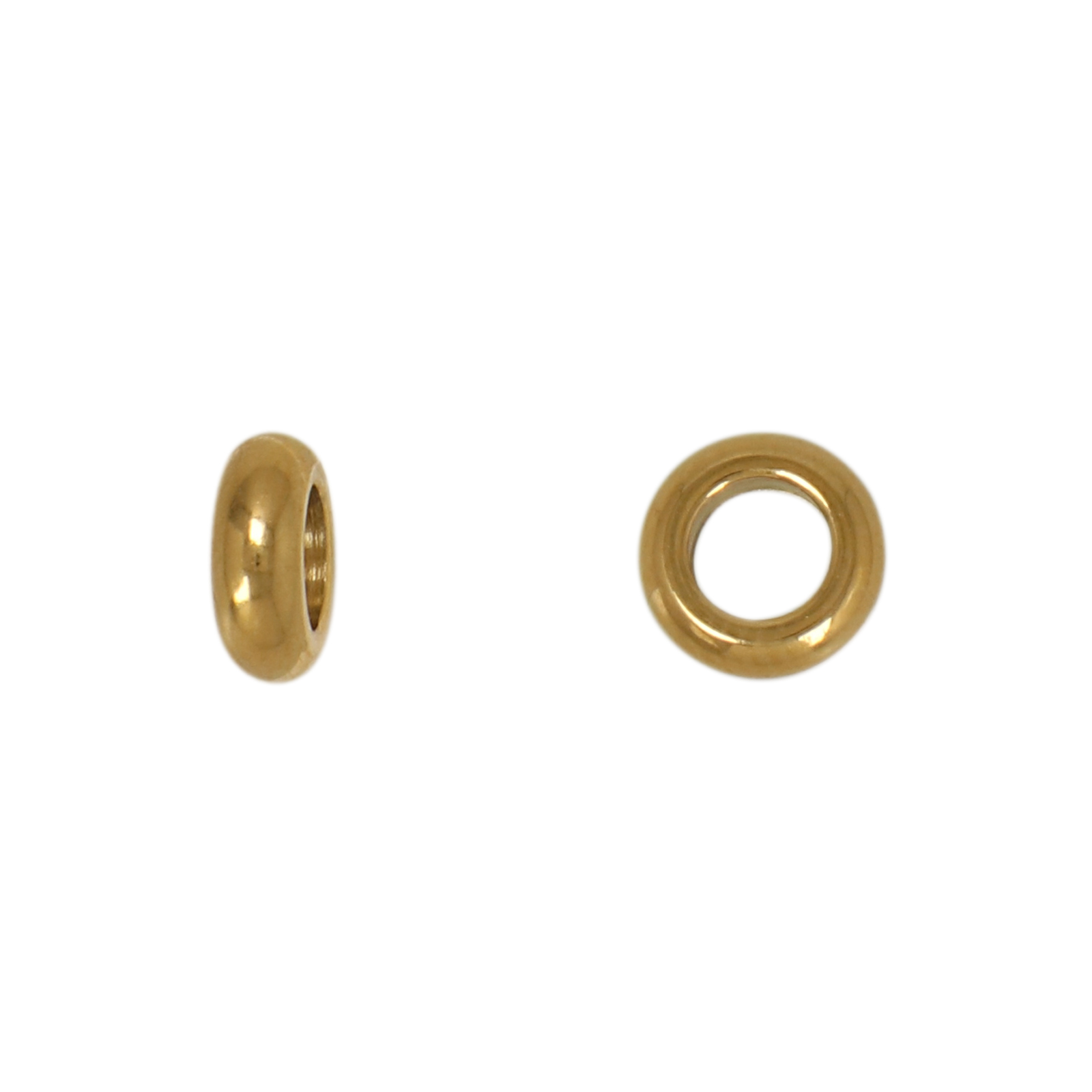 gold plated stainless stell bead roundelle 7x2,5mm - hole 4mm | 2pc