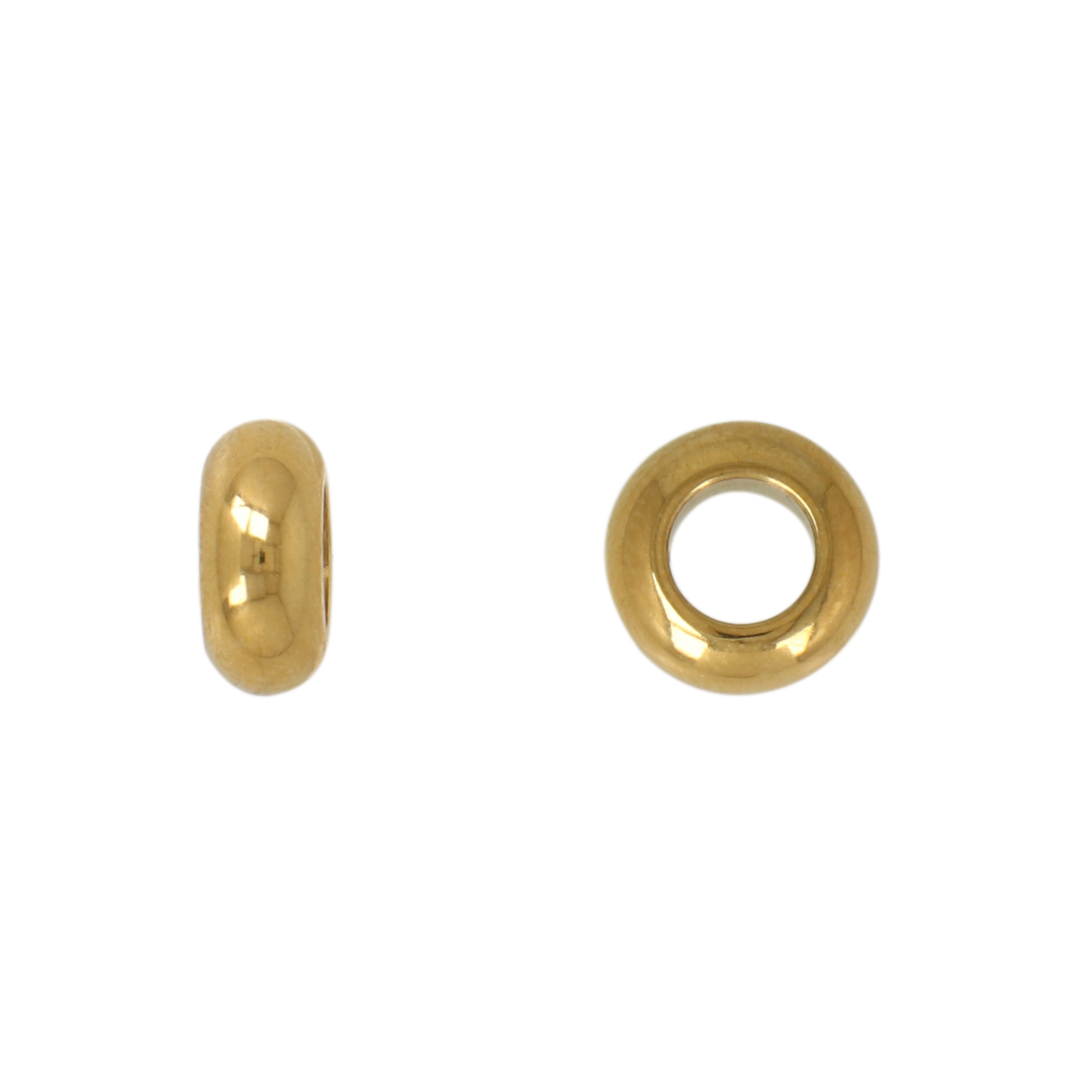 gold plated stainless stell bead roundelle 9x4mm - hole 4mm | 2pc