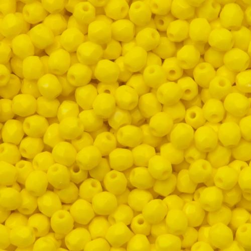 czech fire-polished round beads - opaque yellow 3mm | 50pc