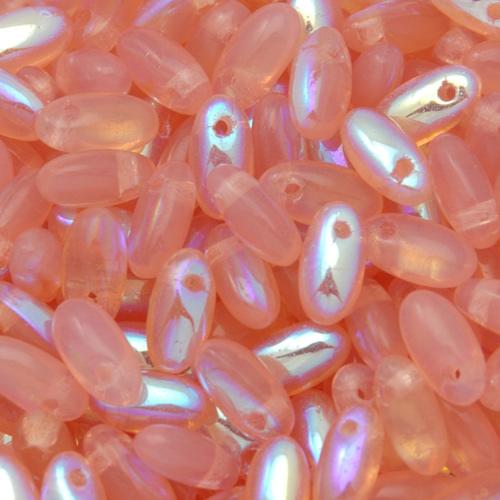czech glass rizo beads - rose ab 6x2,5mm | 10gr