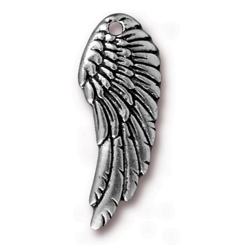 antique silver plated wing charm 28mm | 1pc