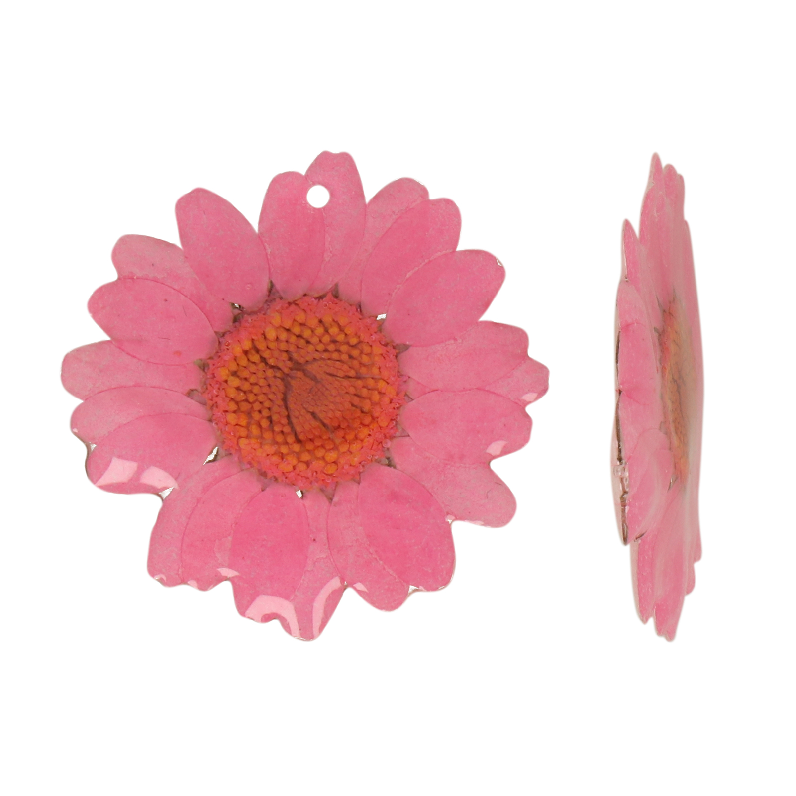 natural dry flower pendant pink daisy - aprox. 28mm | 1pc