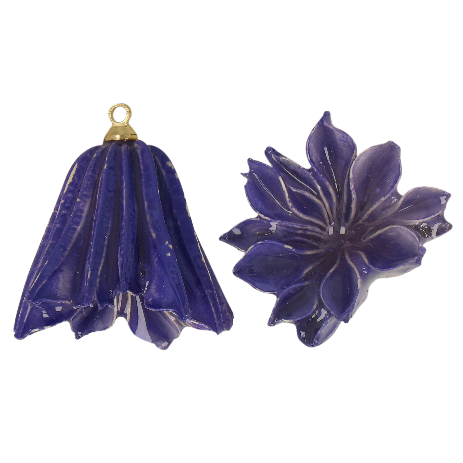 natural dry flower pendant purple eight petal - aprox. 24-28mm | 1pc