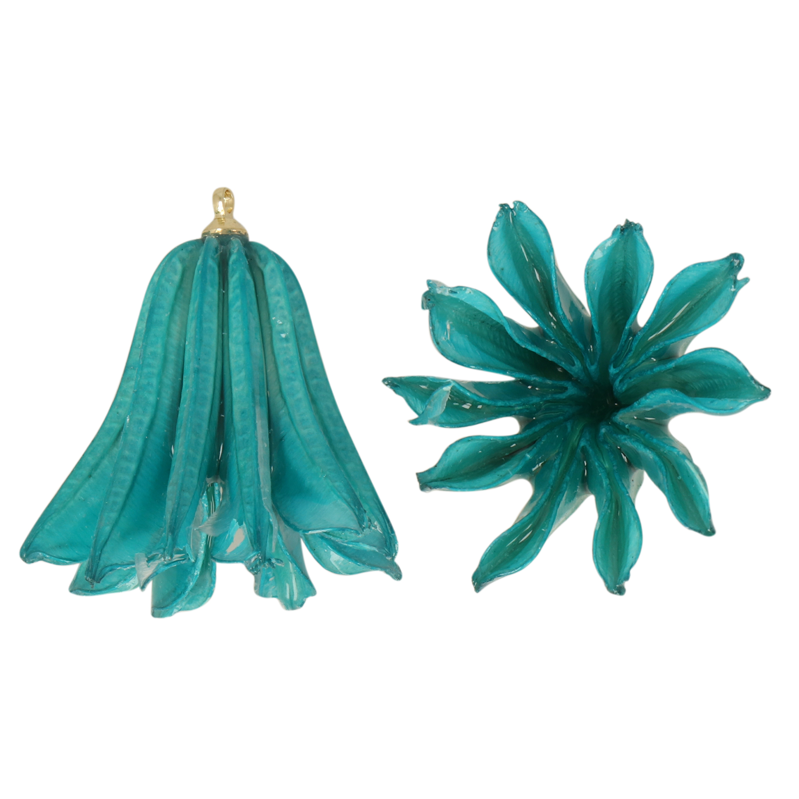 natural dry flower pendant teal eight petal - aprox. 24-28mm | 1pc