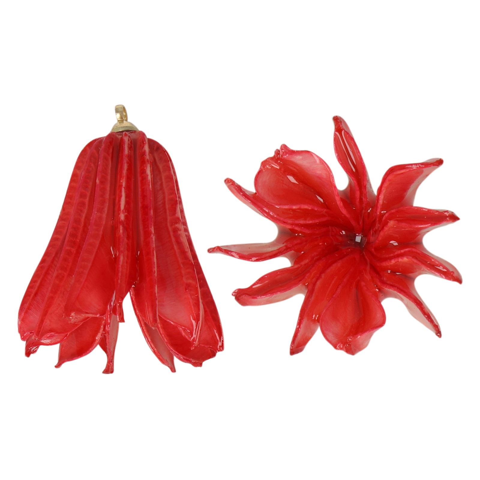 natural dry flower pendant red eight petal - aprox. 24-28mm | 1pc