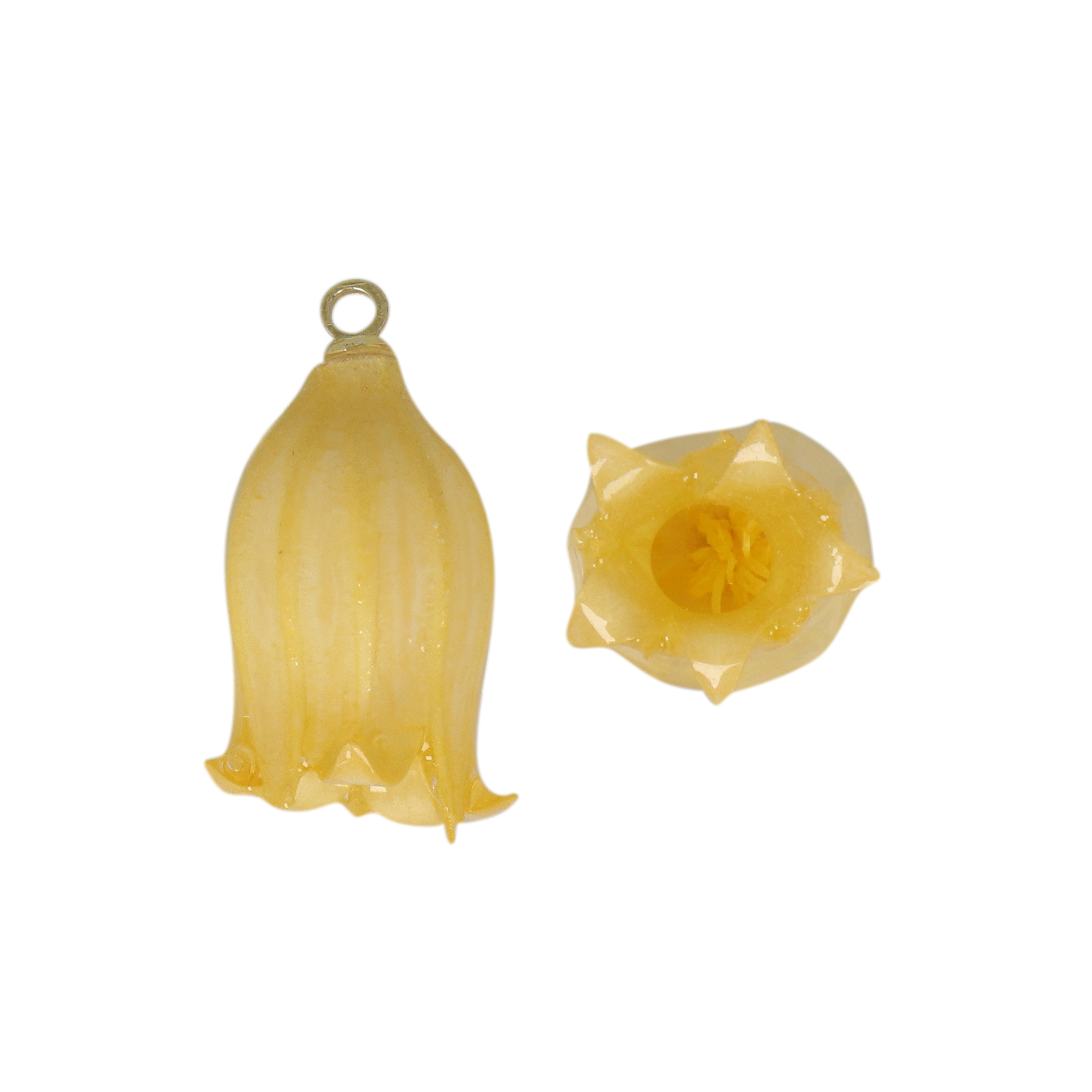 natural dry flower pendant yellow bellflower - aprox. 18mm | 1pc