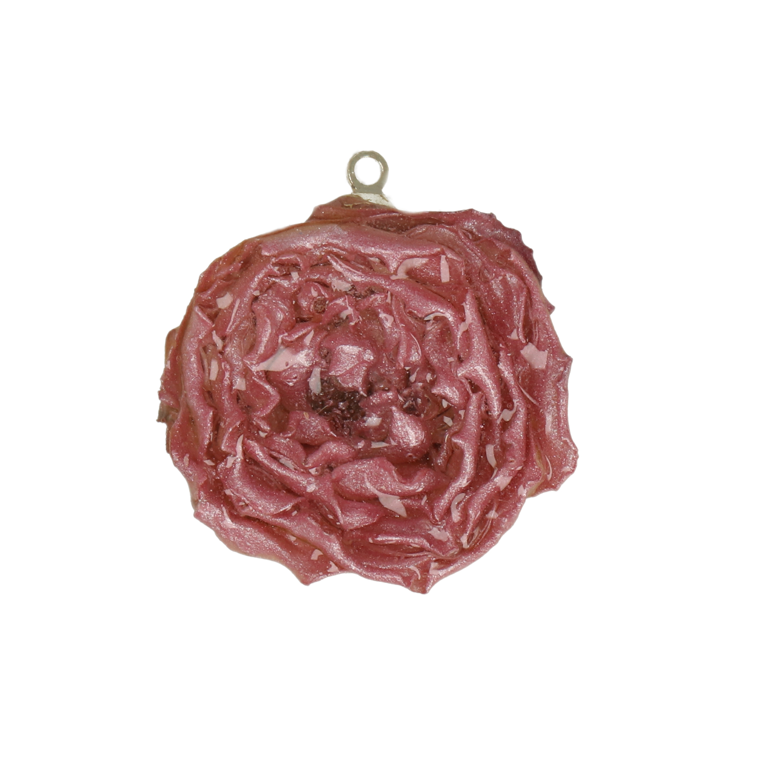 natural dry flower pendant pink rose - aprox. 24mm | 1pc