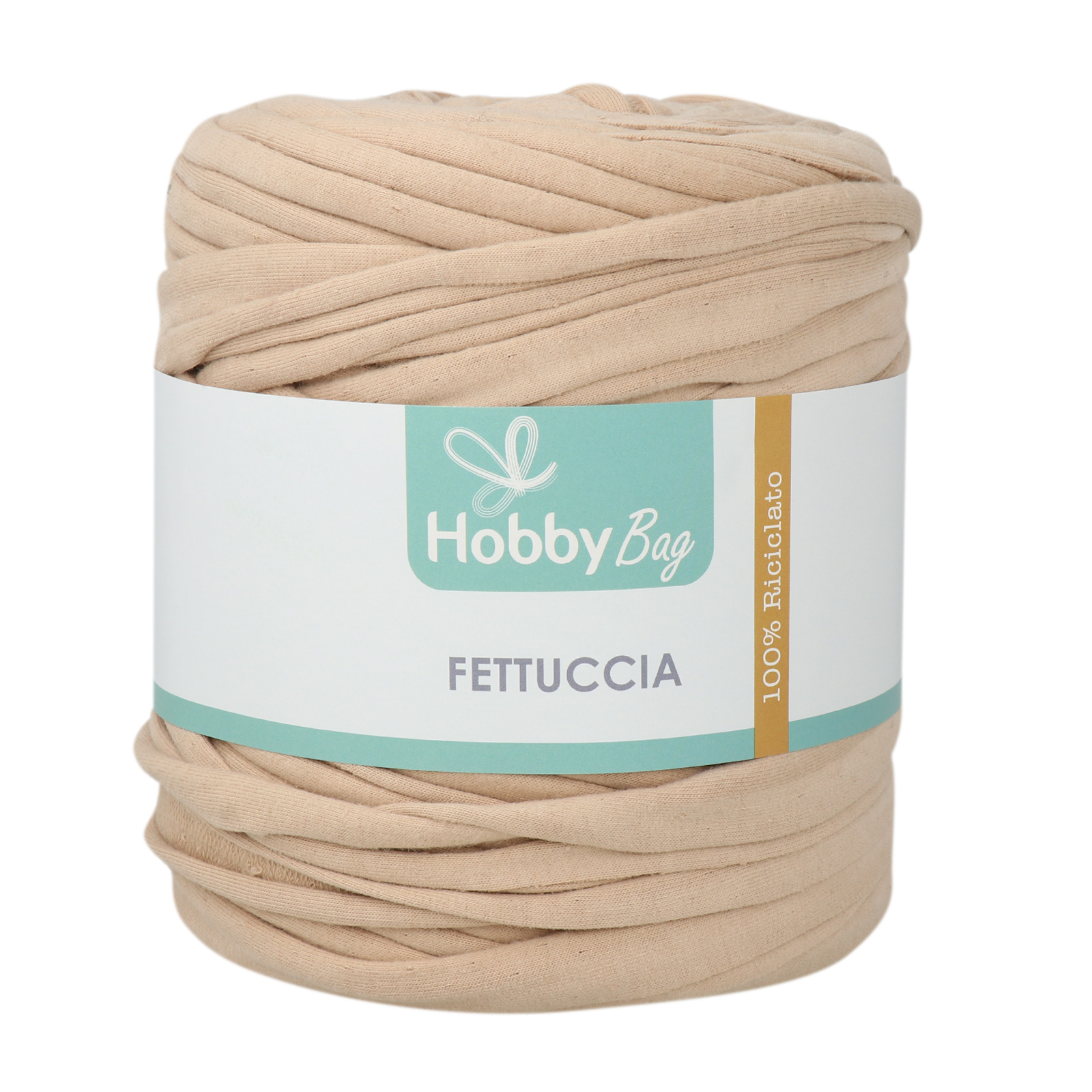 hobbybag t-shirt yarn fettuccia - fleecy latte - 500-800gr (110-130mt) | 1pc