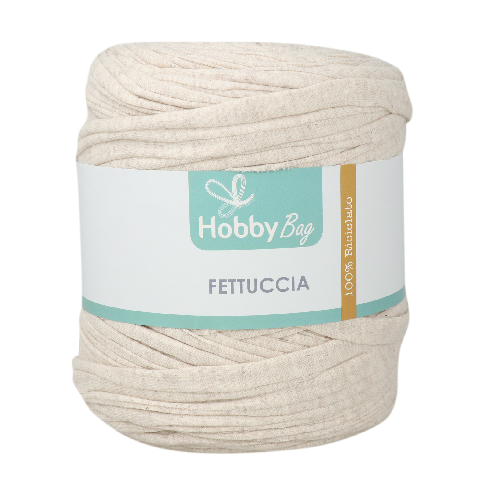 hobbybag t-shirt yarn fettuccia - brushed striped beige - 500-800gr (110-130mt) | 1pc