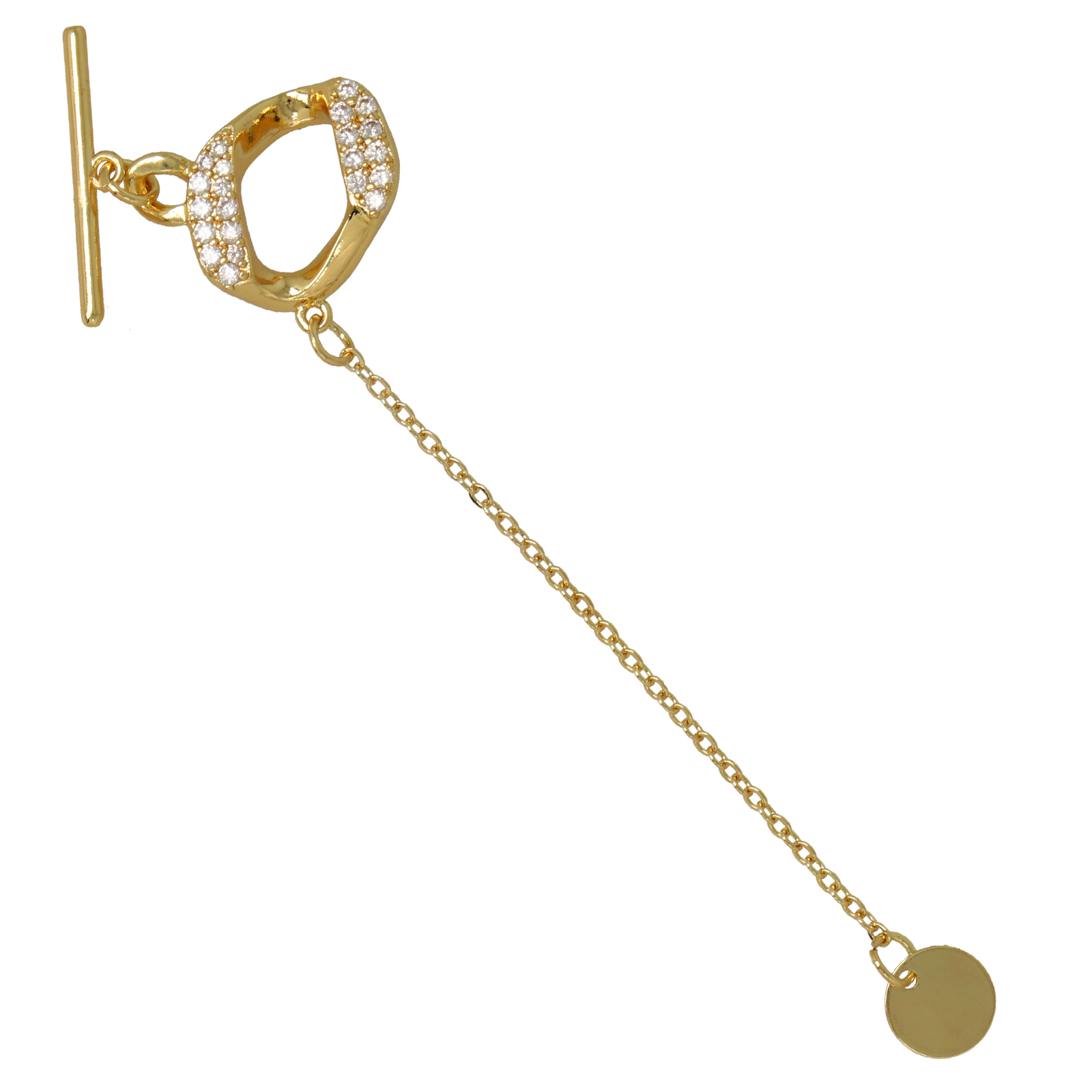 gold plated metal cz toogle clasp groumette 17mm | 1pc
