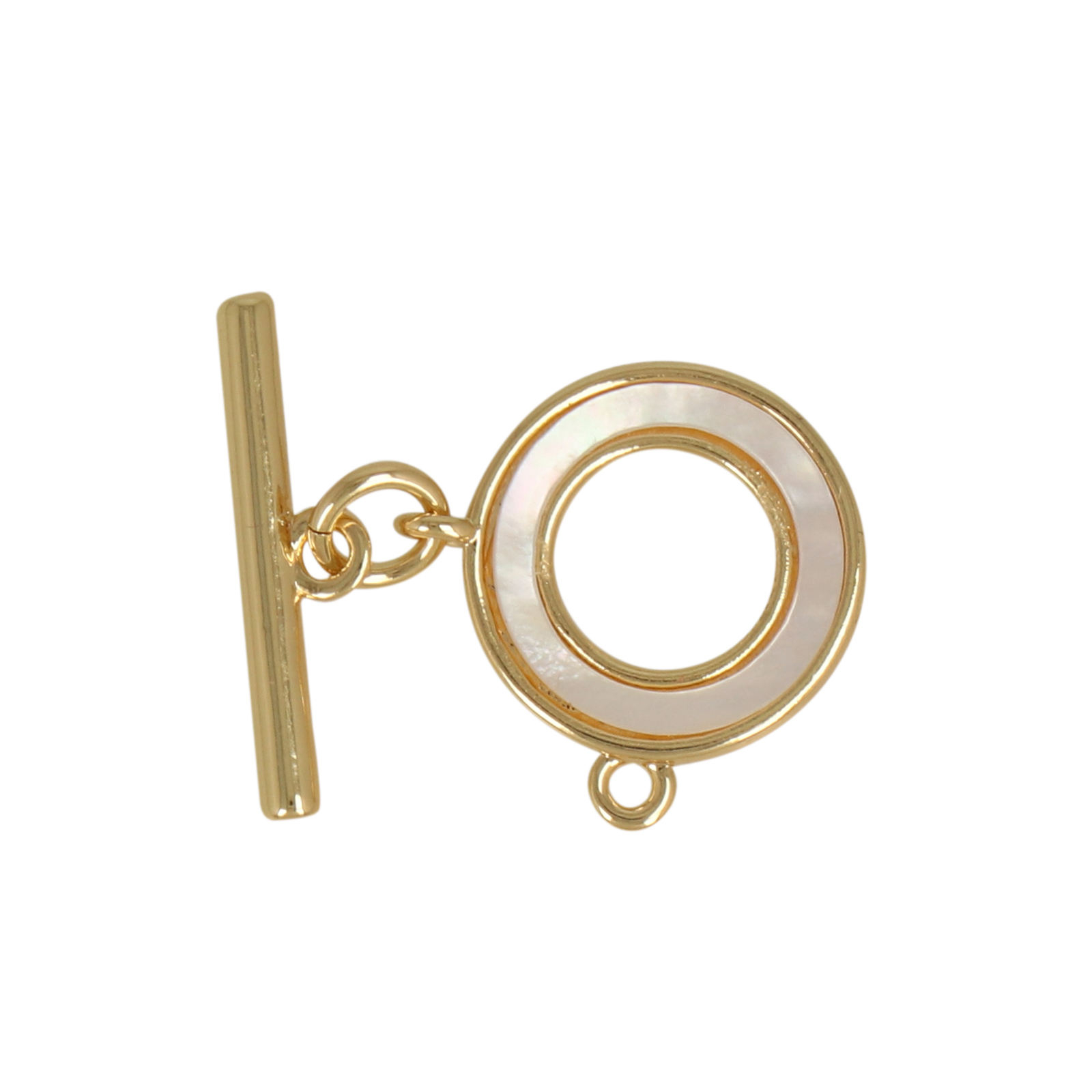 gold plated toogle clasp mother of pearl circle 13mm | 1pc