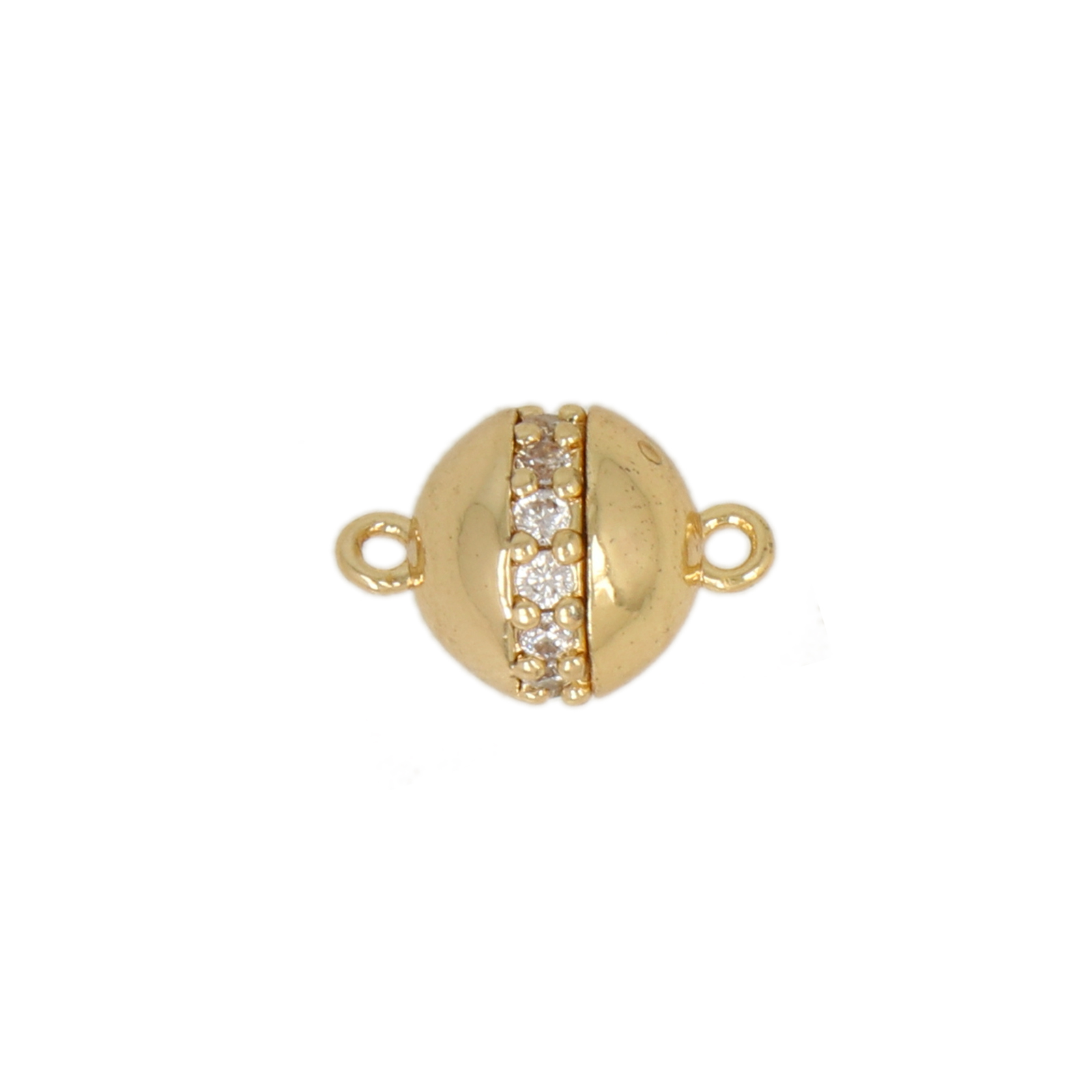gold plated metal cz magnetic clasp round 8mm | 1pc