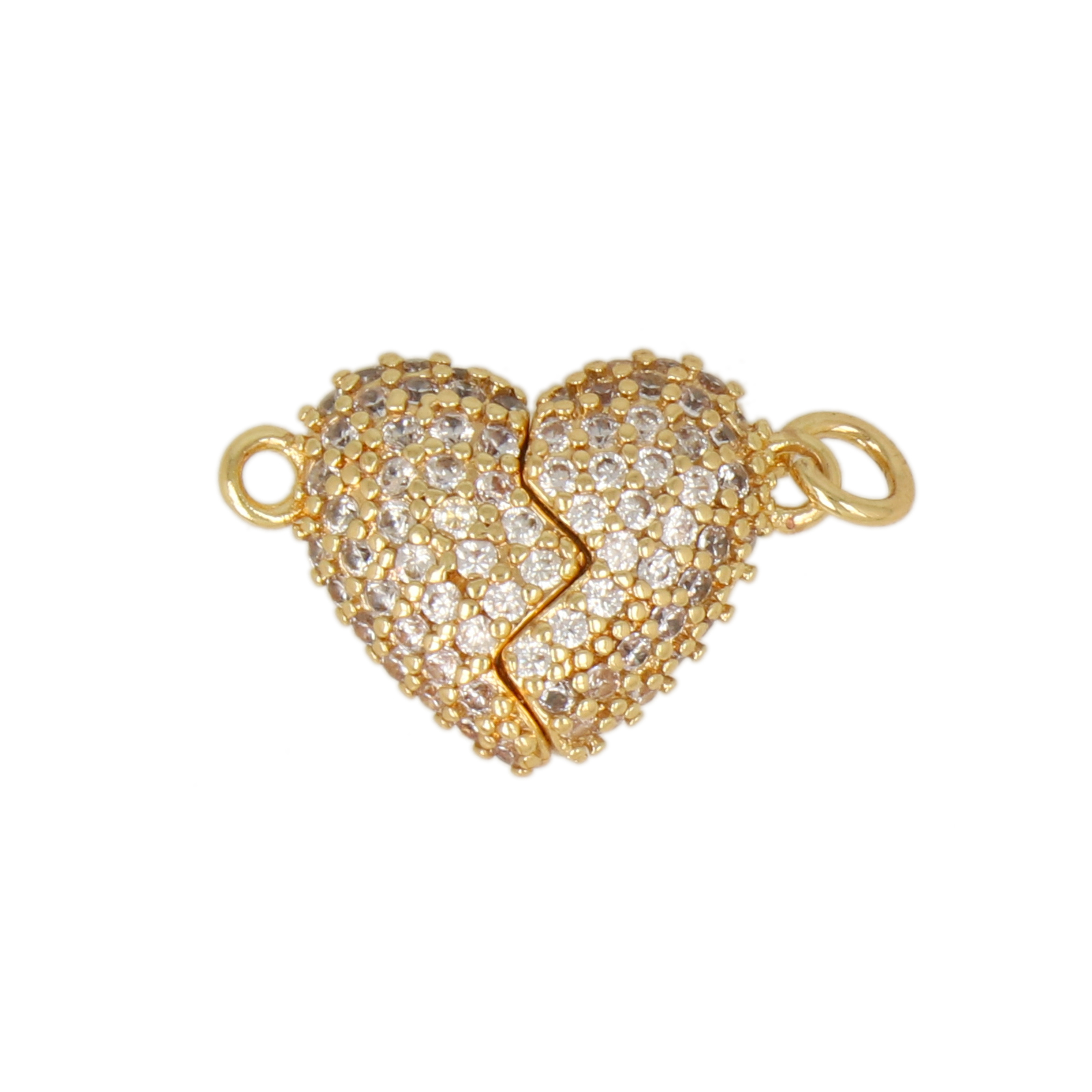 gold plated metal cz magnetic clasp heart 13mm | 1pc