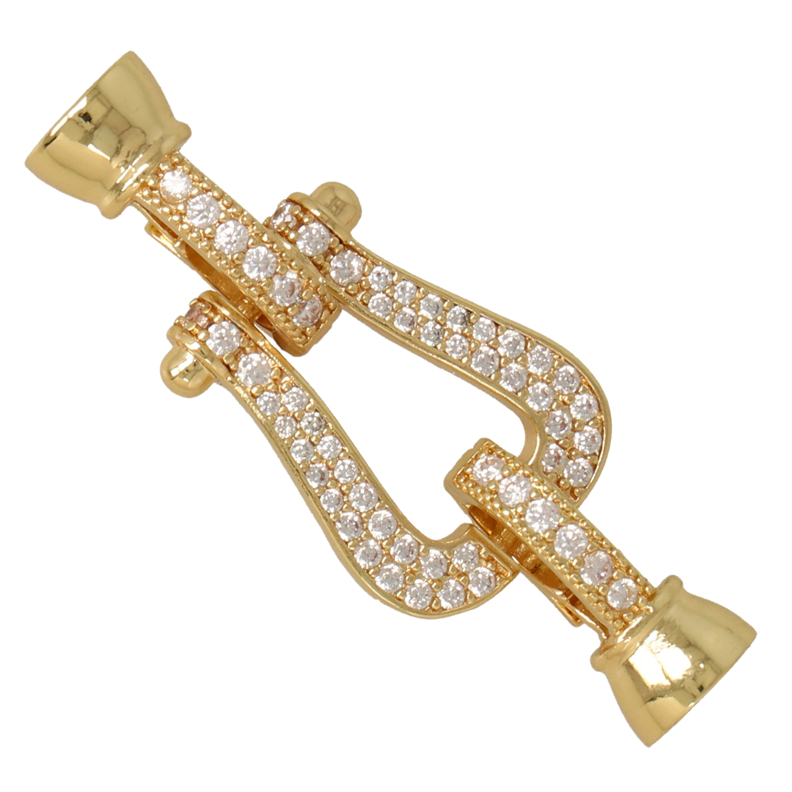 gold plated metal cz clasp with bead cup end 6mm | 1pc