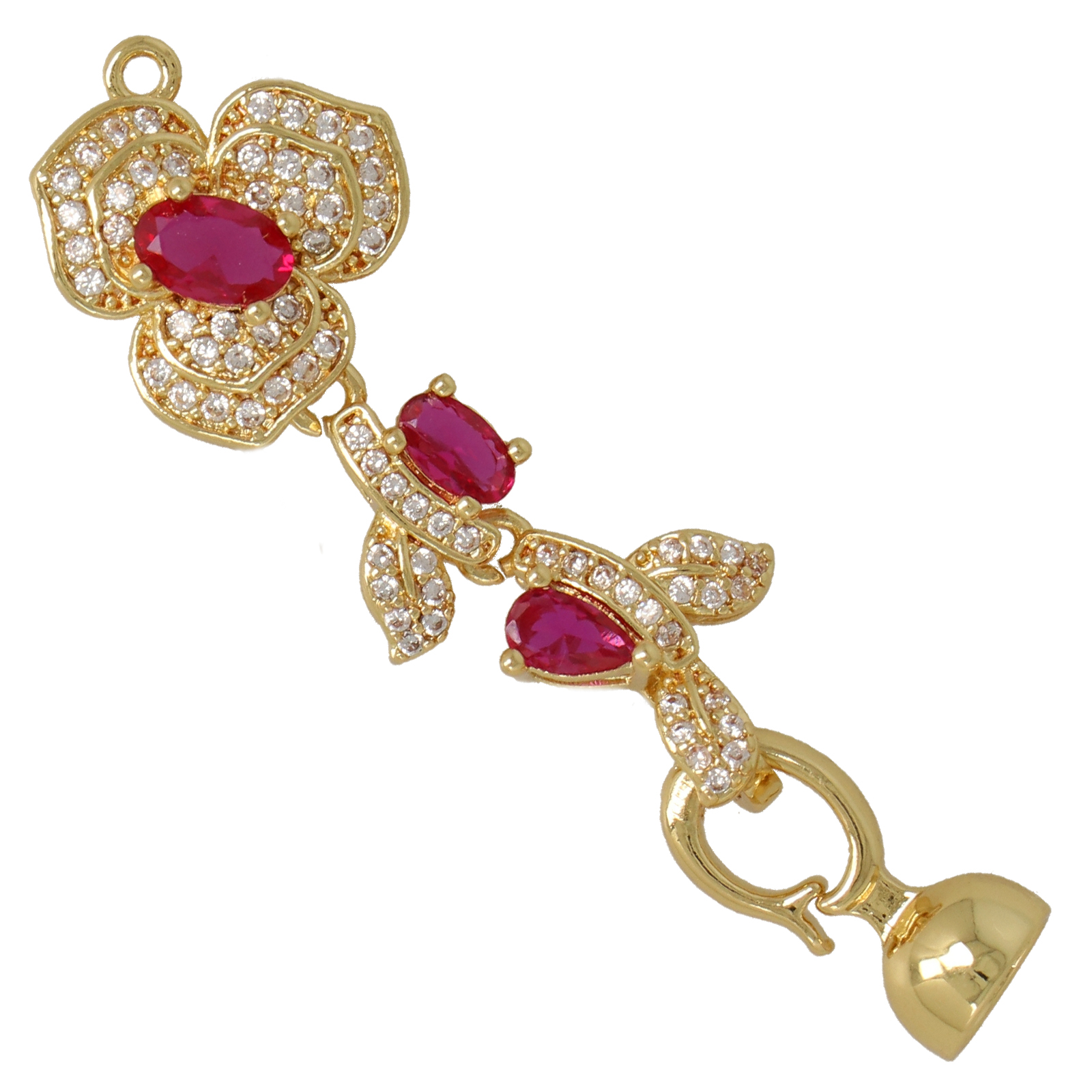 gold plated metal cz clasp with bead cup end 6mm | 1pc