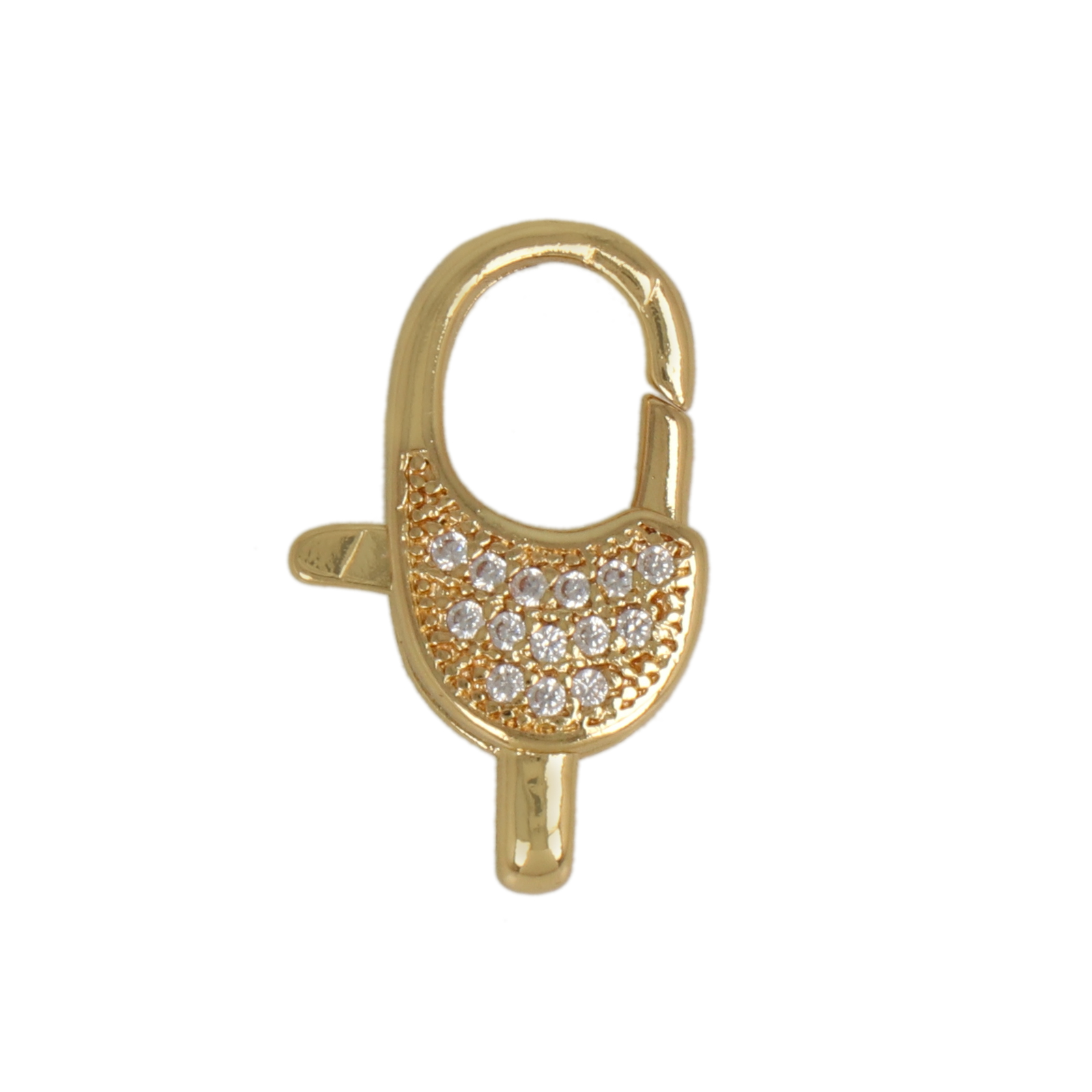 gold plated metal cz lobster clasp 16x10mm | 1pc