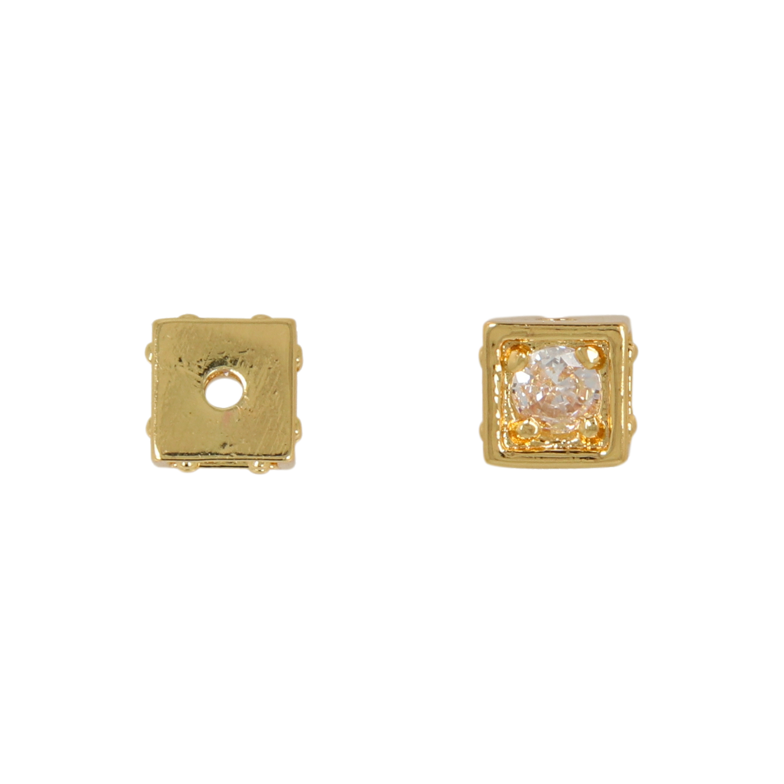 metal cz beads gold plated cube 6,5mm | 1pc
