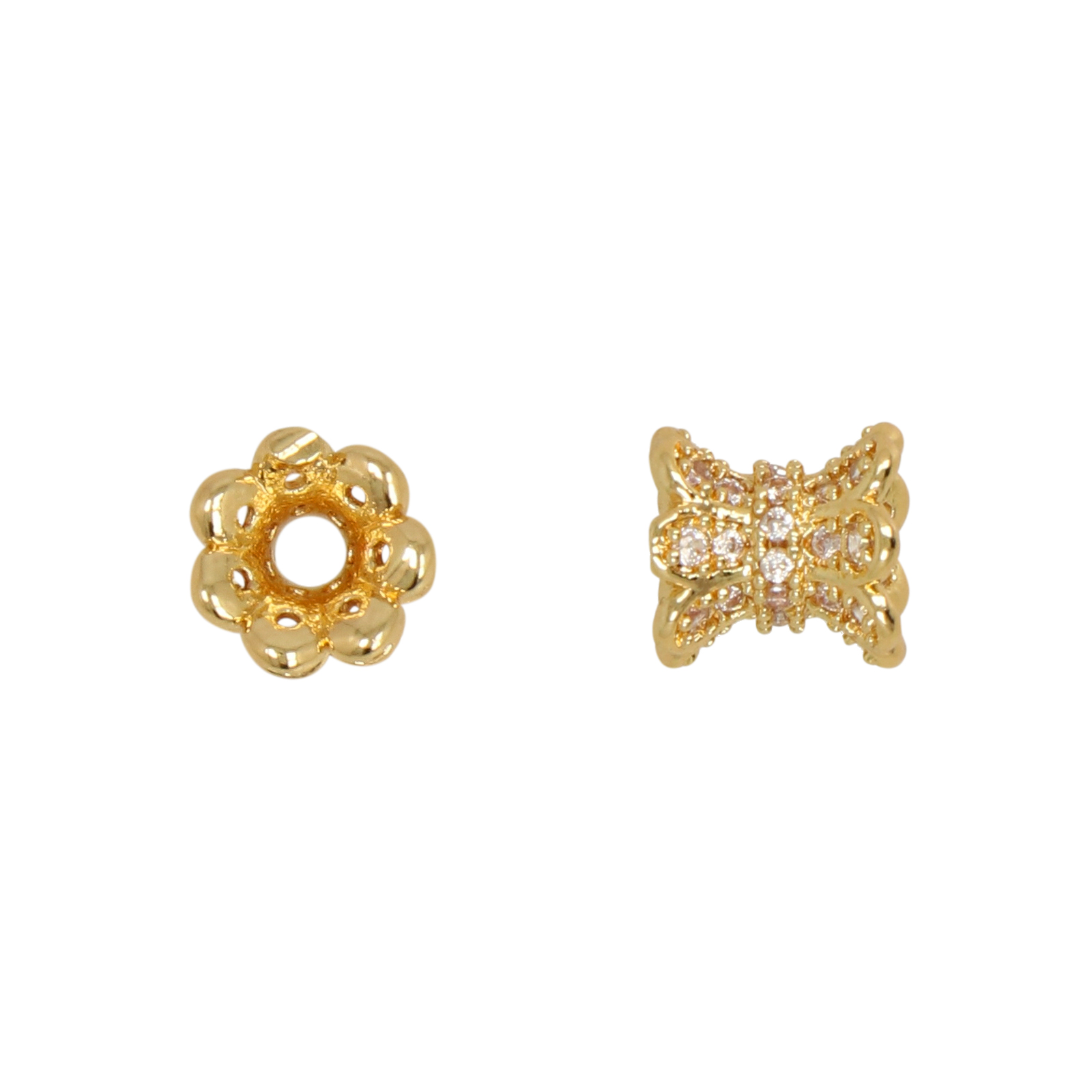 metal cz beads gold plated roundelle 7x7mm | 1pc