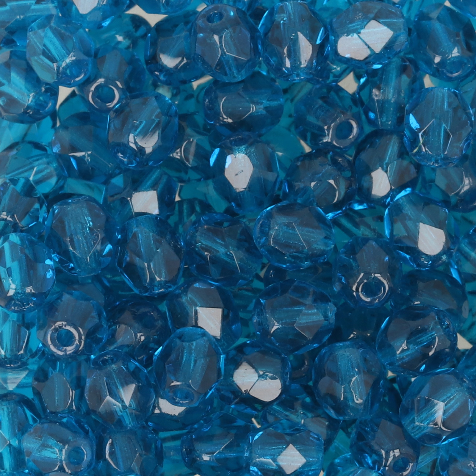 czech fire-polished round beads capri blue 4mm | 50pc