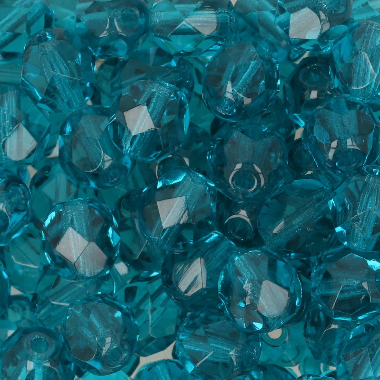 czech fire-polished round beads teal 6mm | 25pc