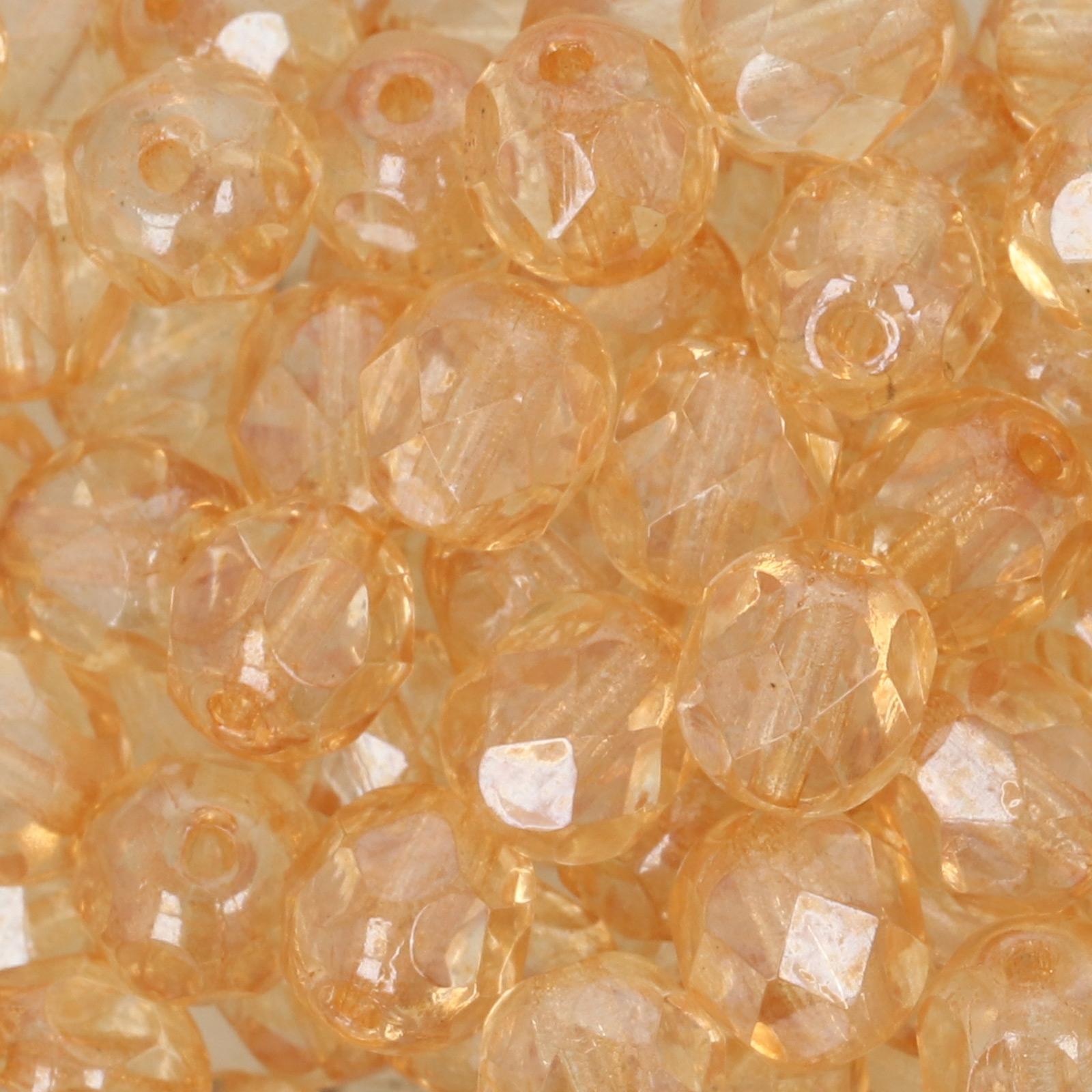 czech fire-polished round beads luster transparent champagne 6mm | 25pc