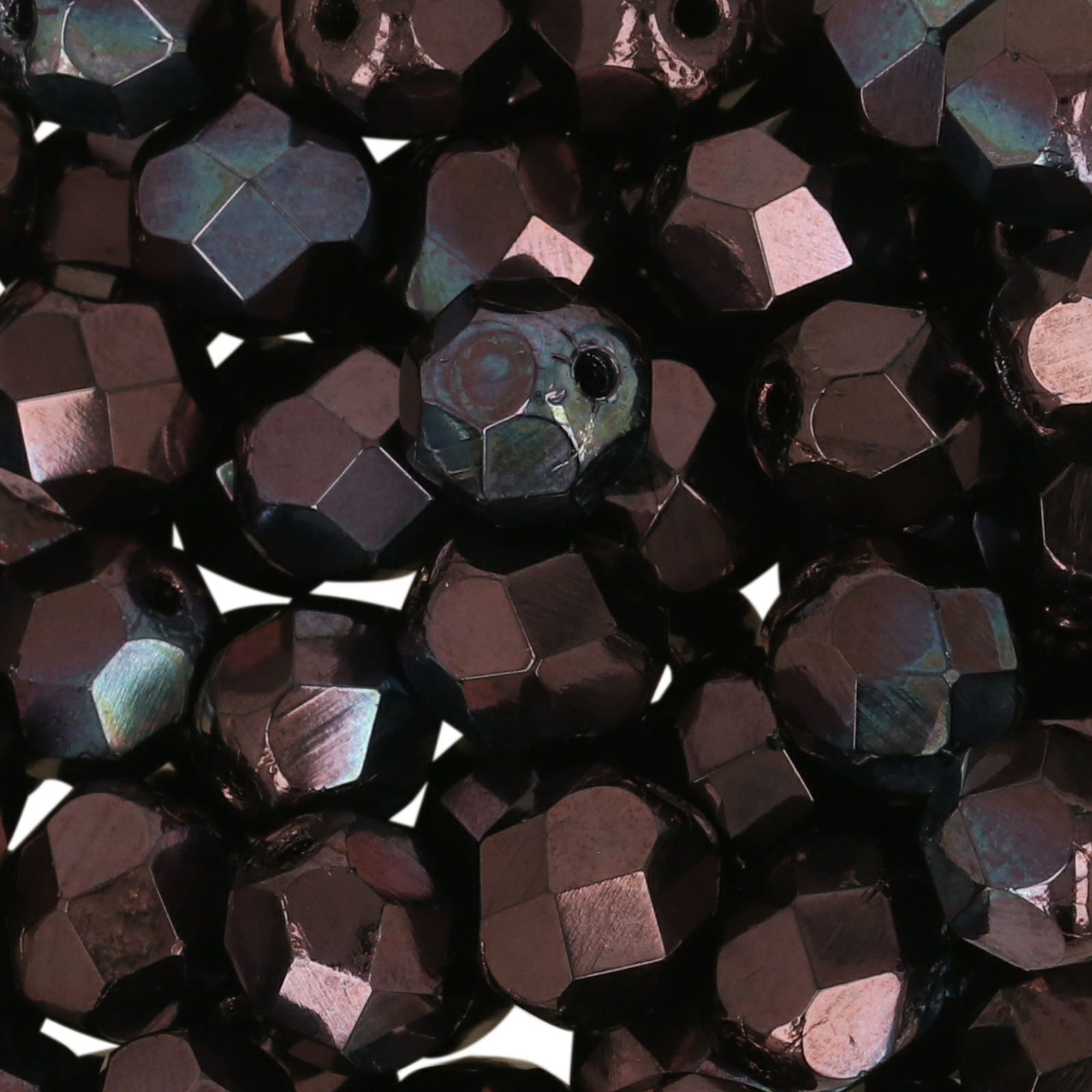 czech fire-polished round beads luster metallic amethyst 6mm | 25pc