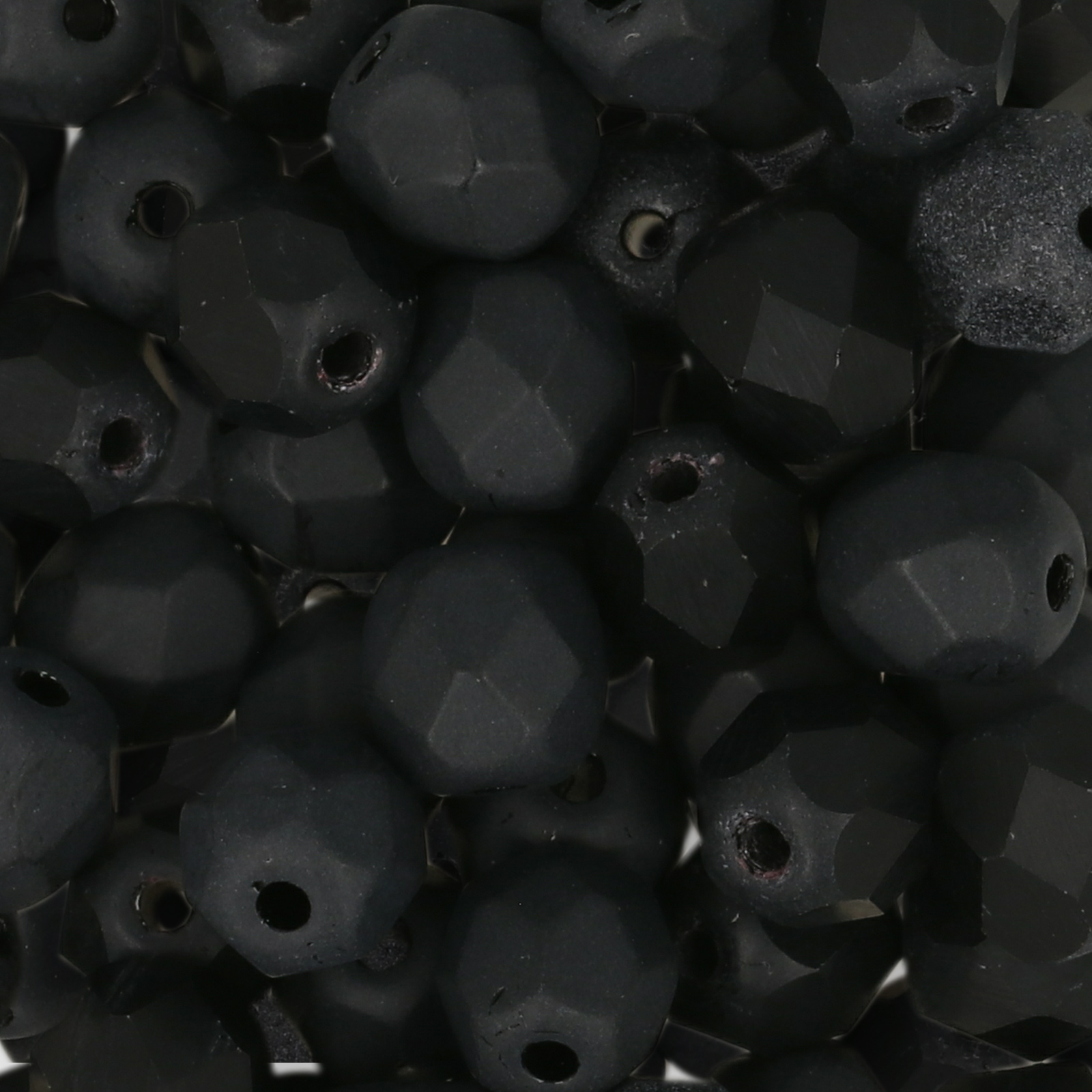 czech fire-polished round beads matte jet 6mm | 25pc