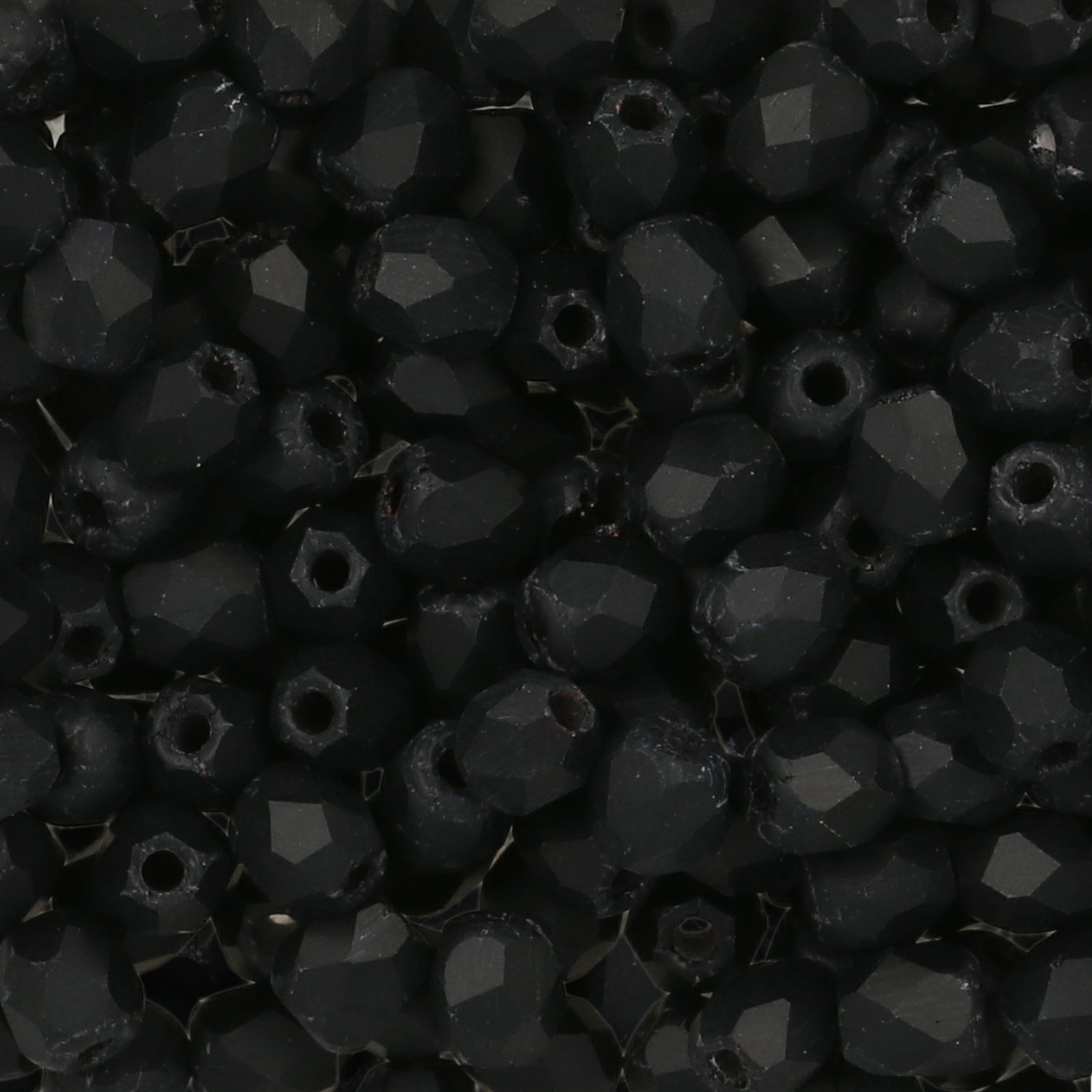 czech fire-polished round beads matte jet 3mm | 50pc