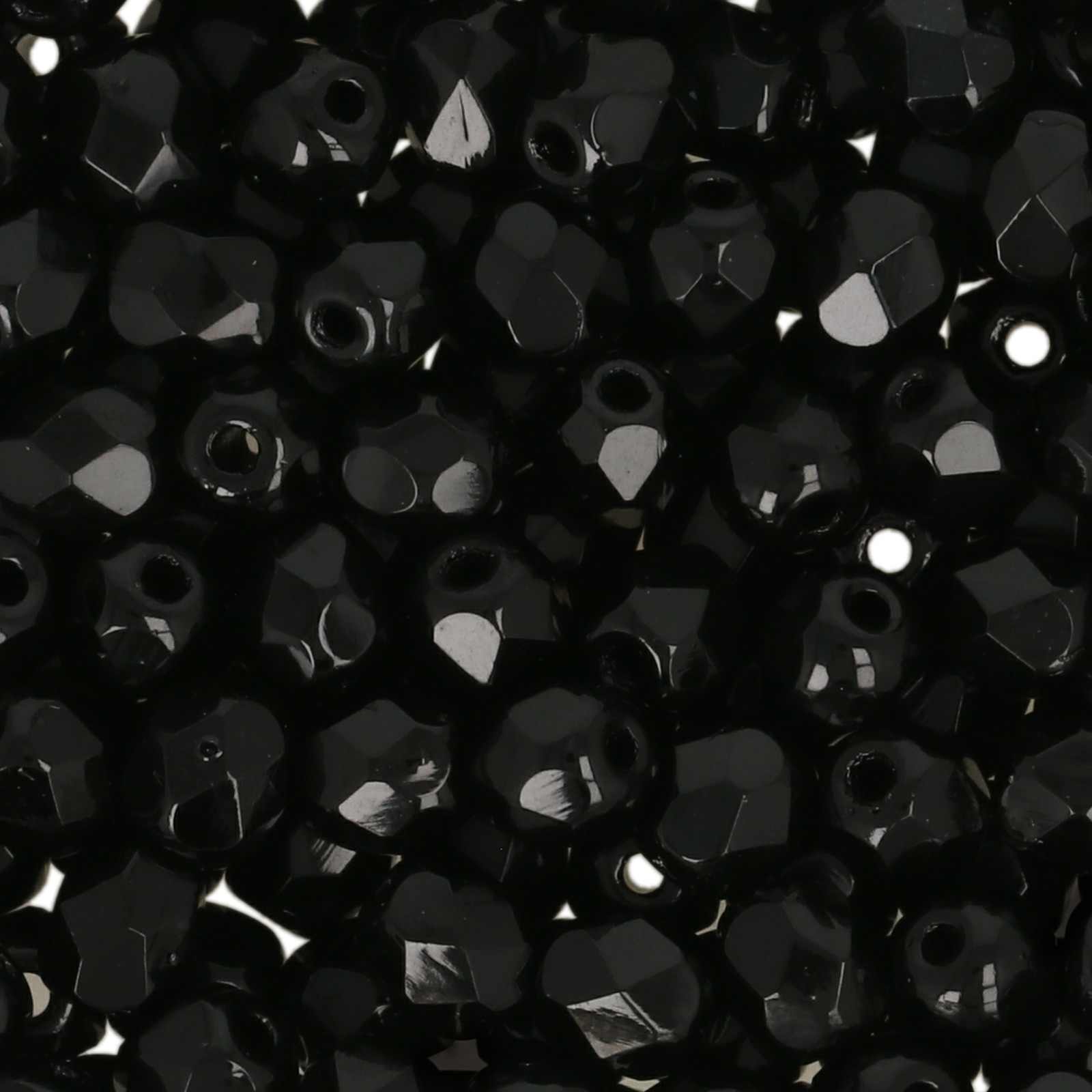 czech fire-polished round beads jet 3mm | 50pc