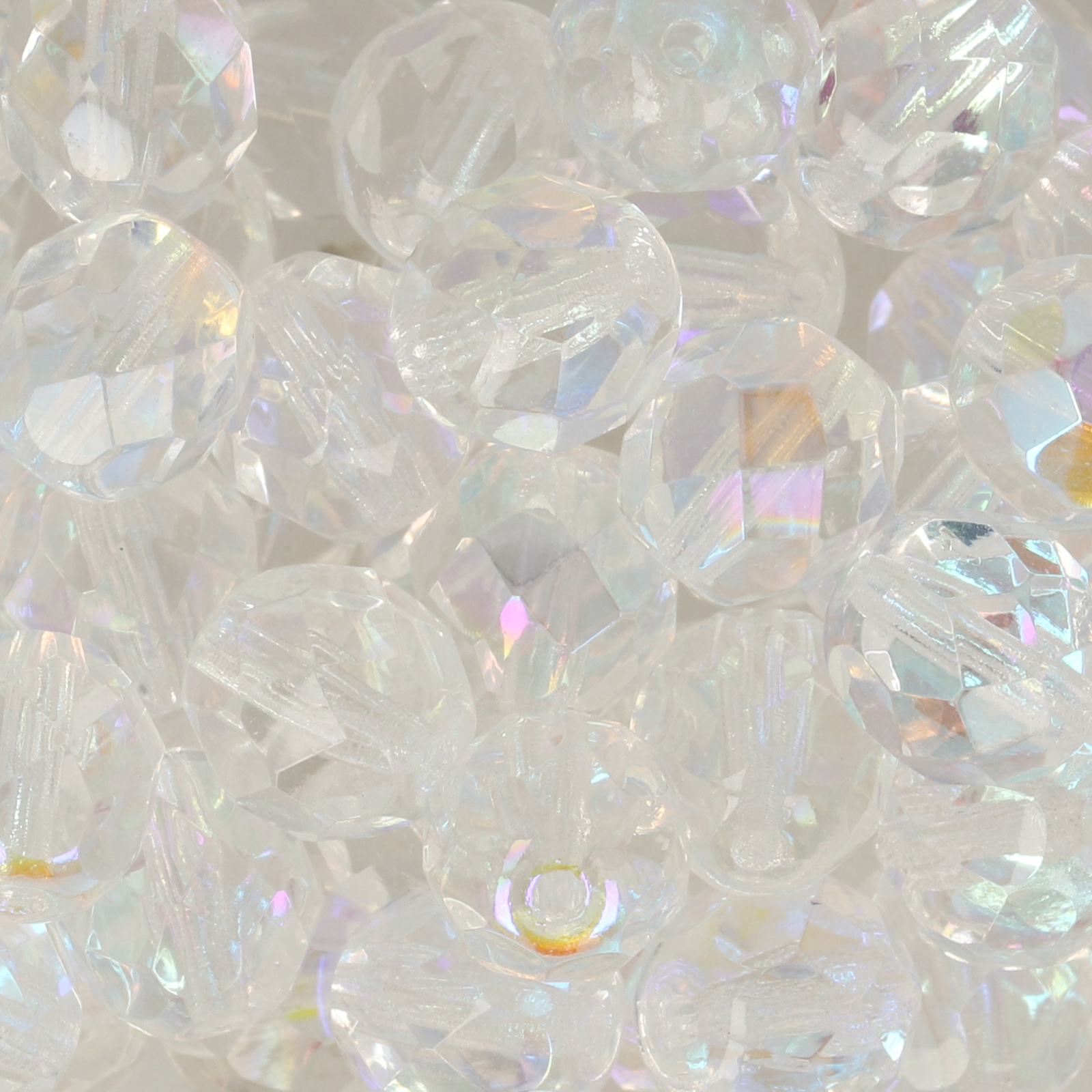 czech fire-polished round beads crystal ab 8mm | 25pc