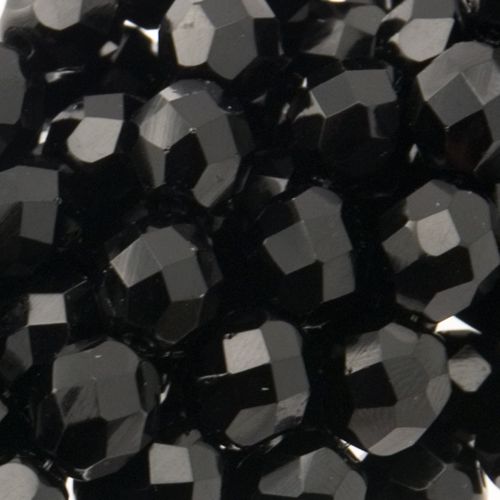 czech fire-polished round beads jet 8mm | 25pc
