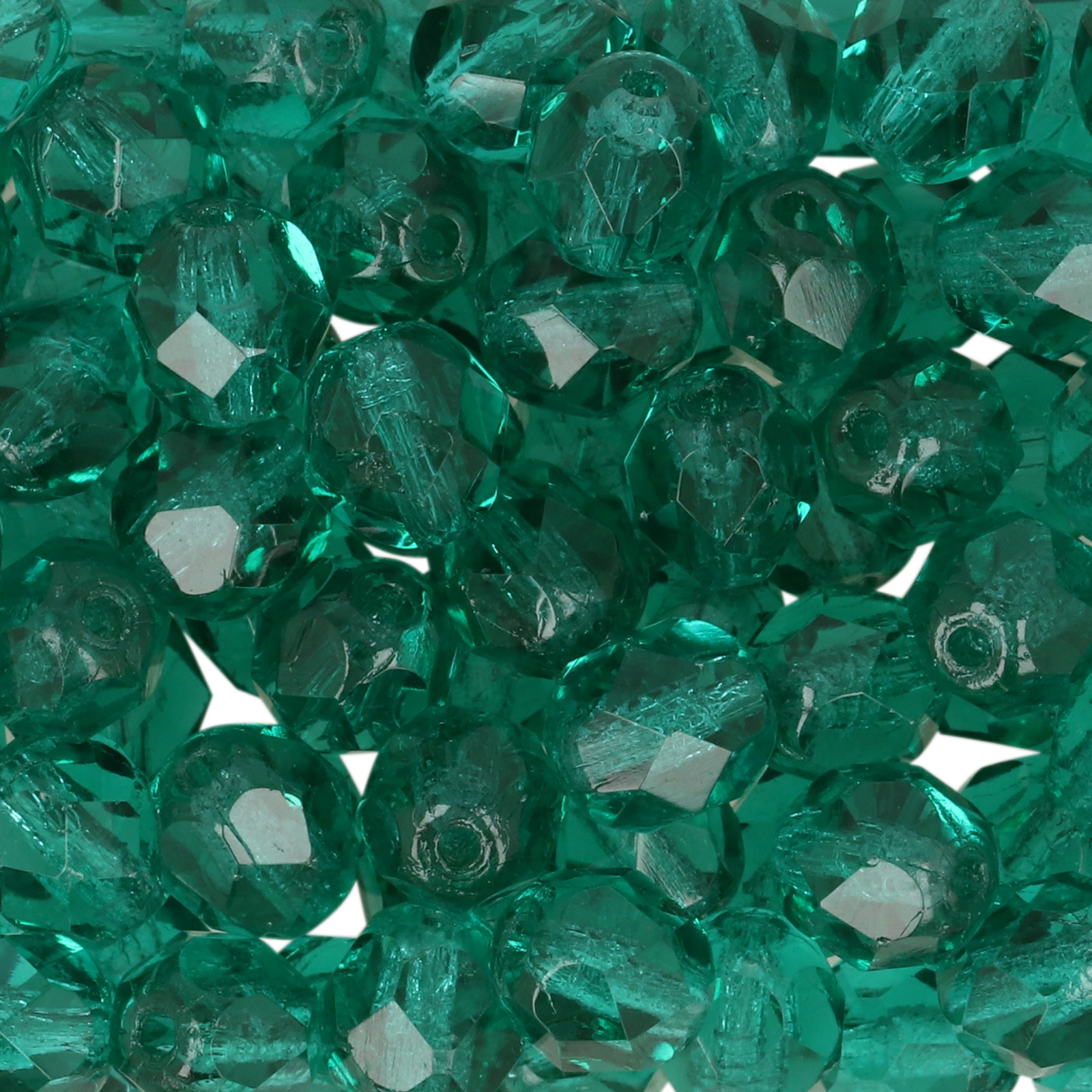 czech fire-polished round beads emerald 6mm | 25pc