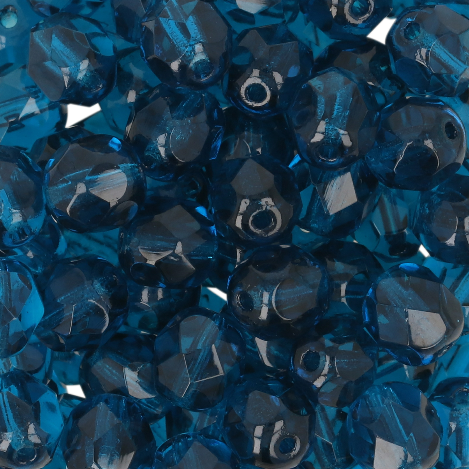 czech fire-polished round beads capri blue 6mm | 25pc