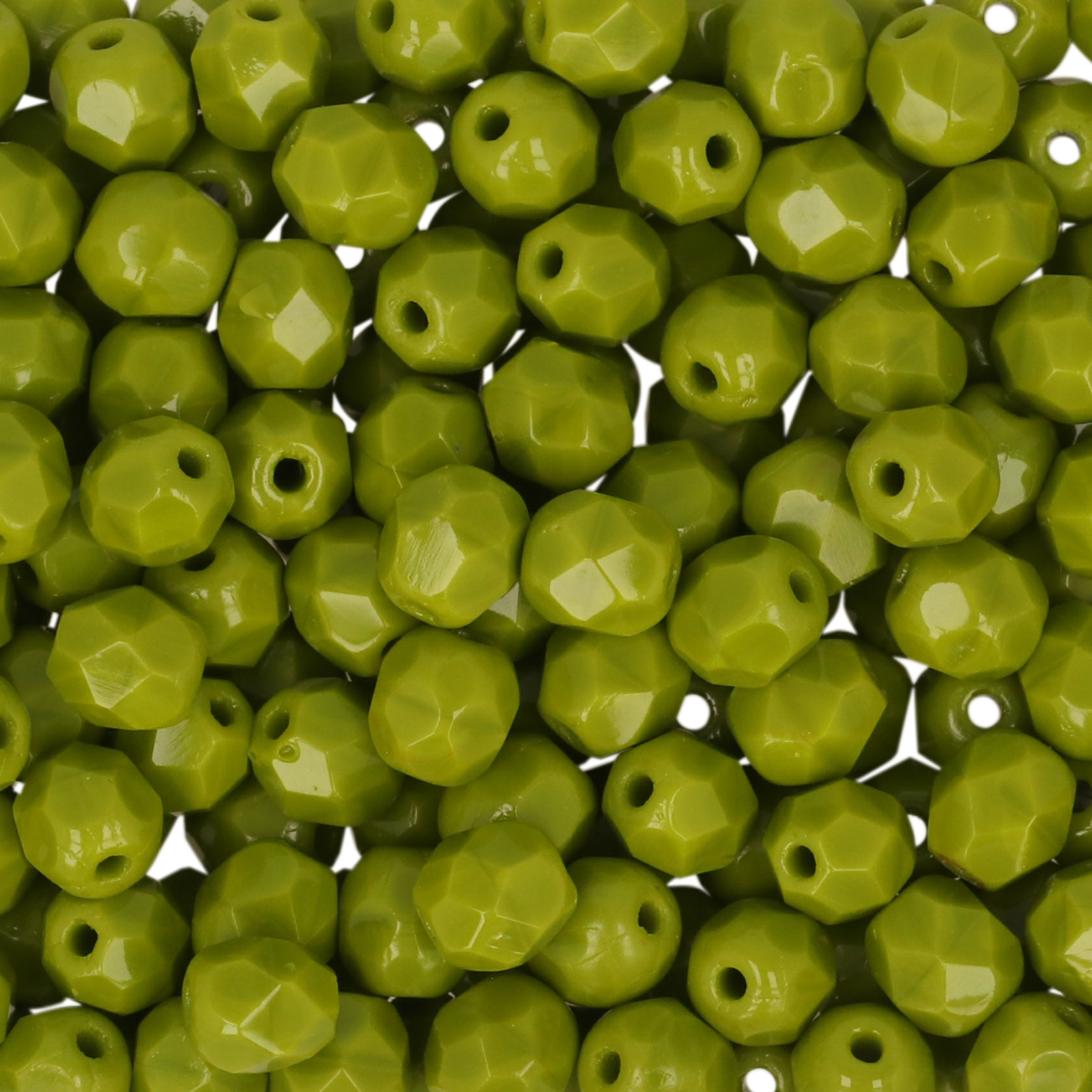 czech fire-polished round beads - opaque olivine 4mm | 50pc