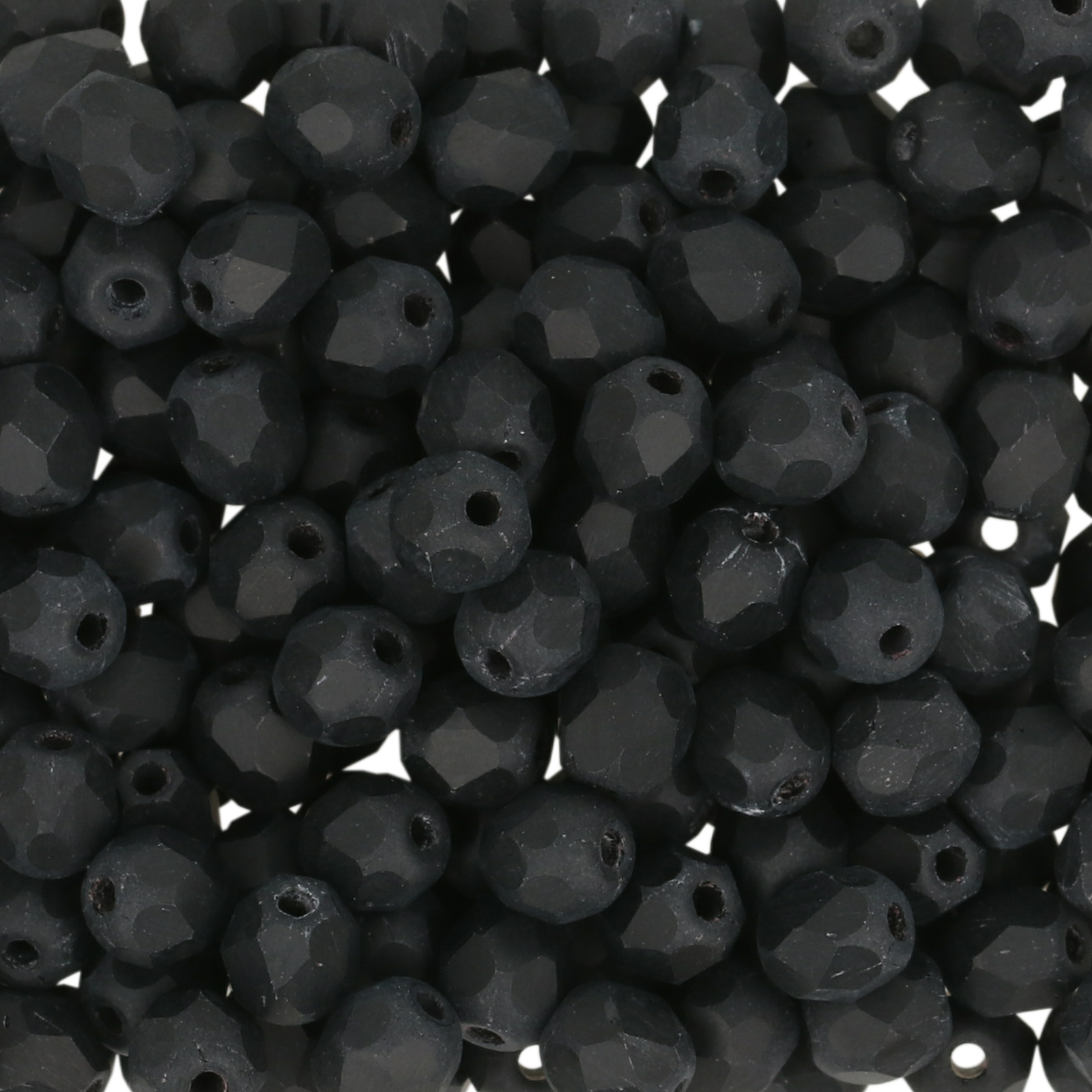 czech fire-polished round beads - matte jet 4mm | 50pc