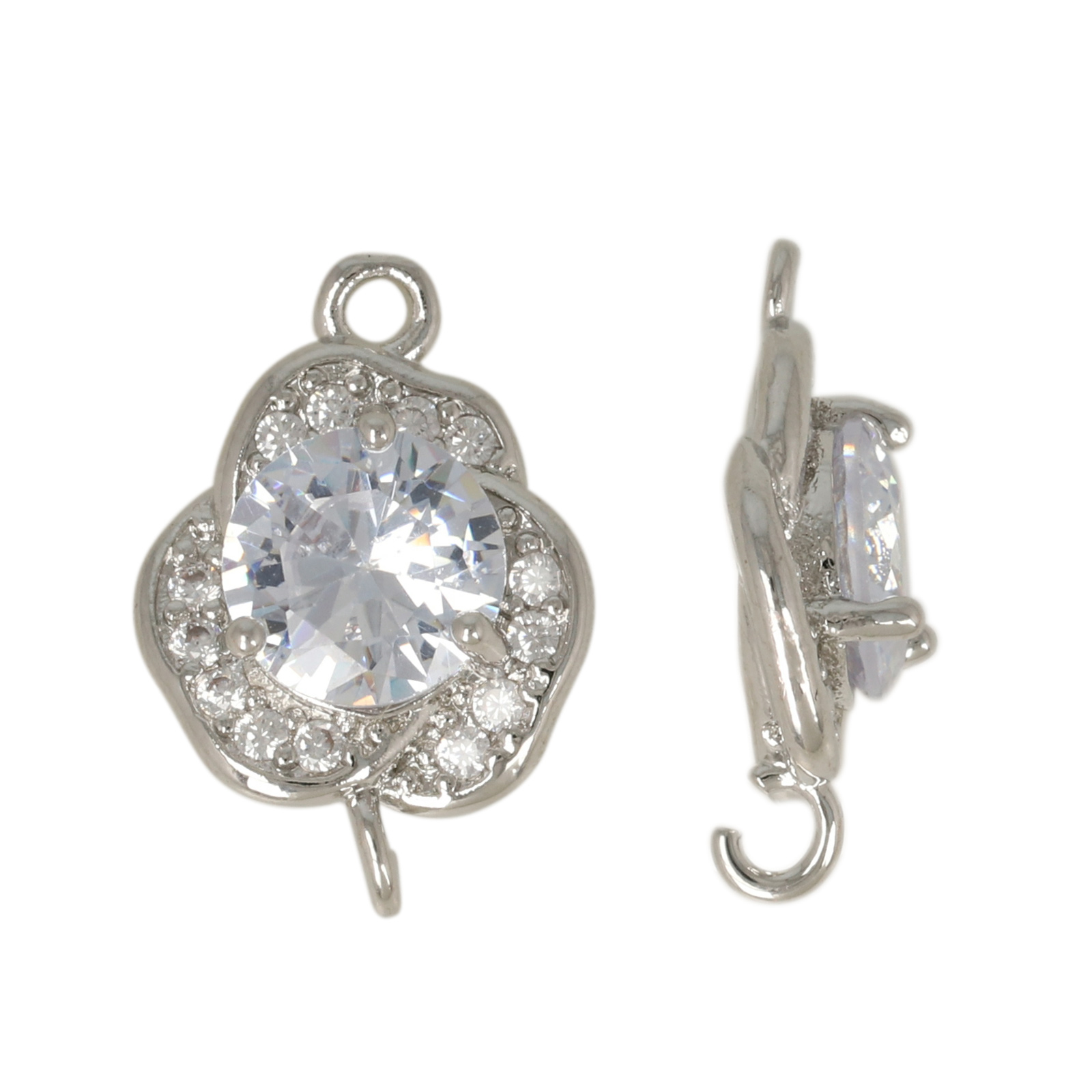 zwischenteil fine crystal rhodium versilbert blume crystal 13mm | 2st