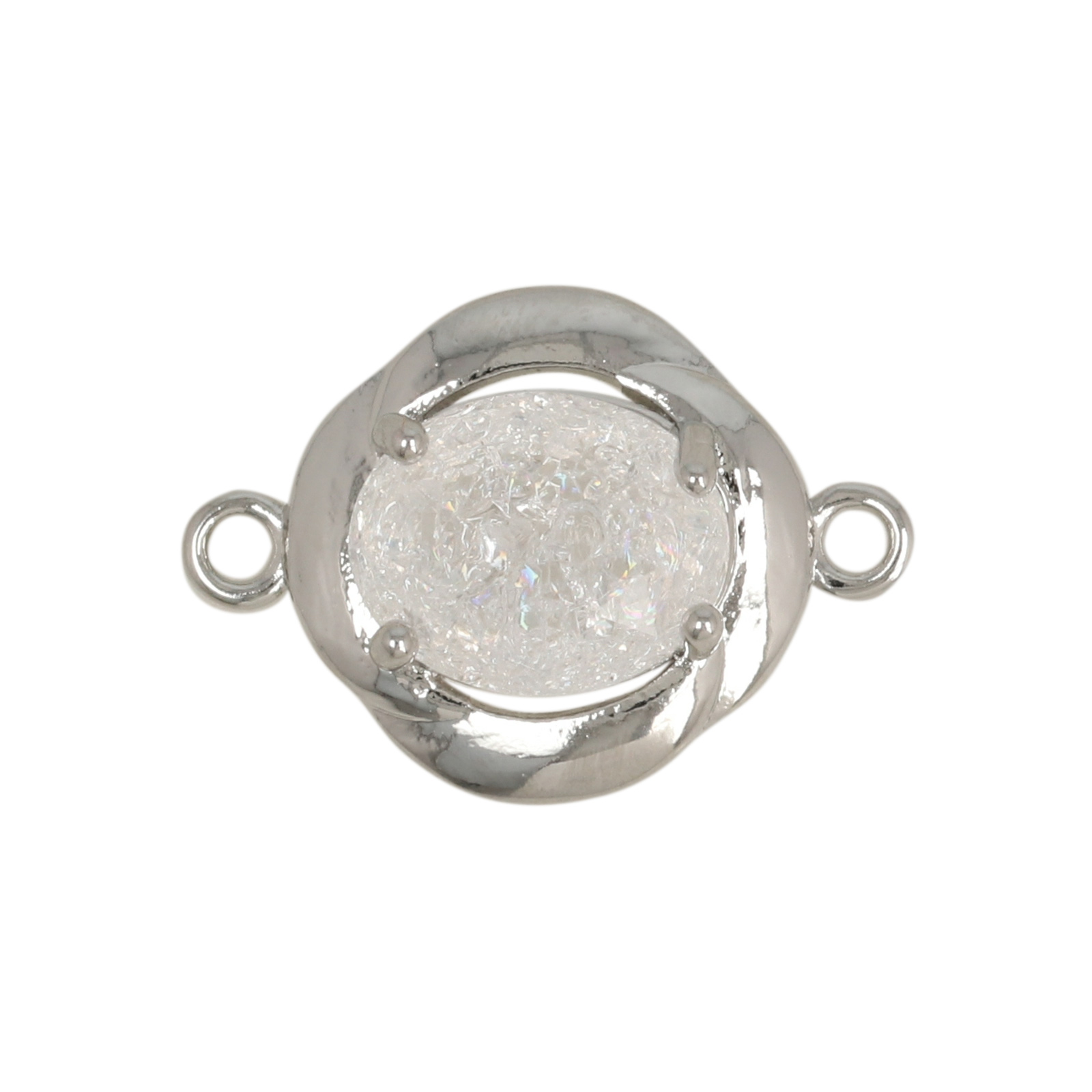 zwischenteil fine crystal rhodium versilbert blume crystal cracked 14mm | 2st