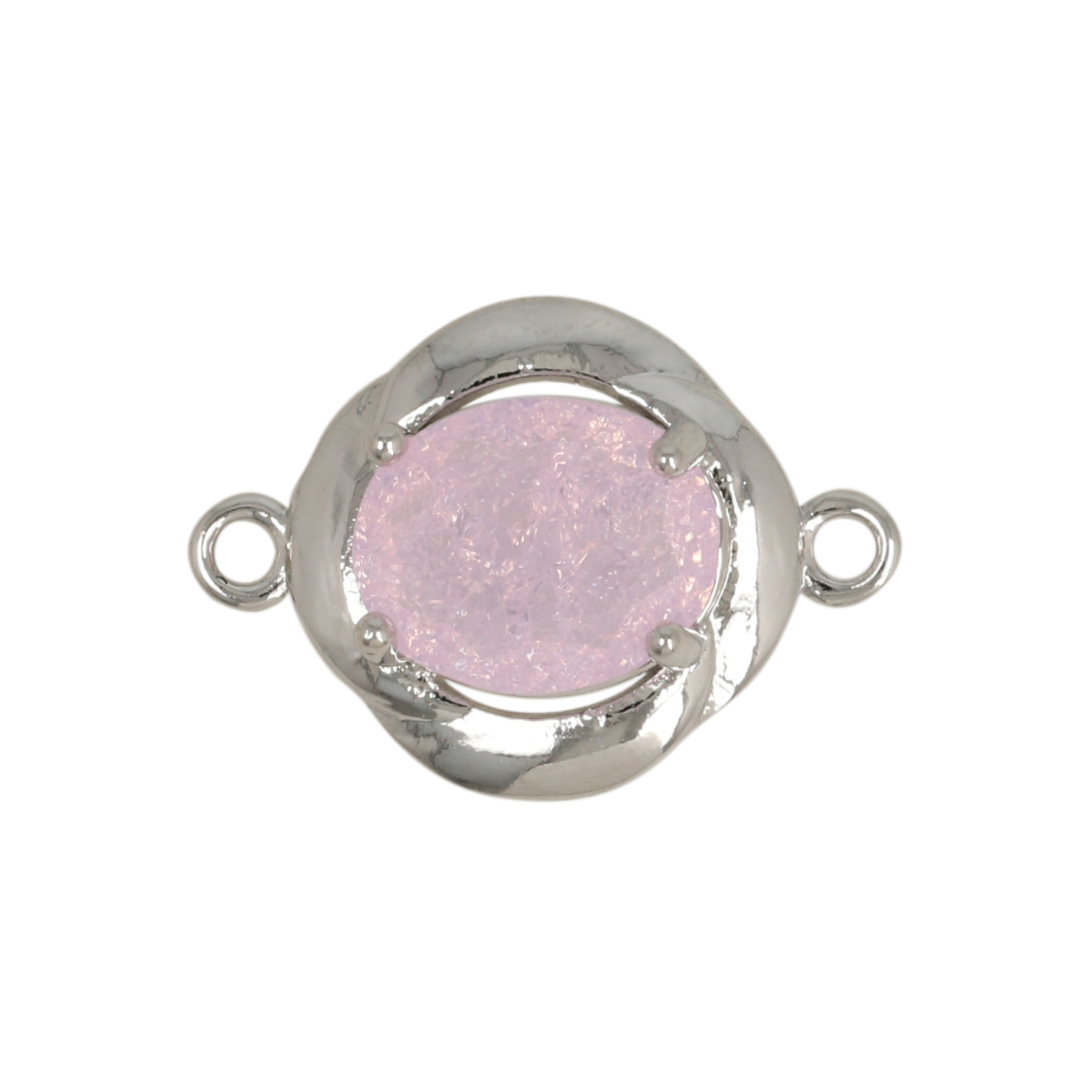 zwischenteil fine crystal rhodium versilbert blume rose quartz cracked 14mm | 2st