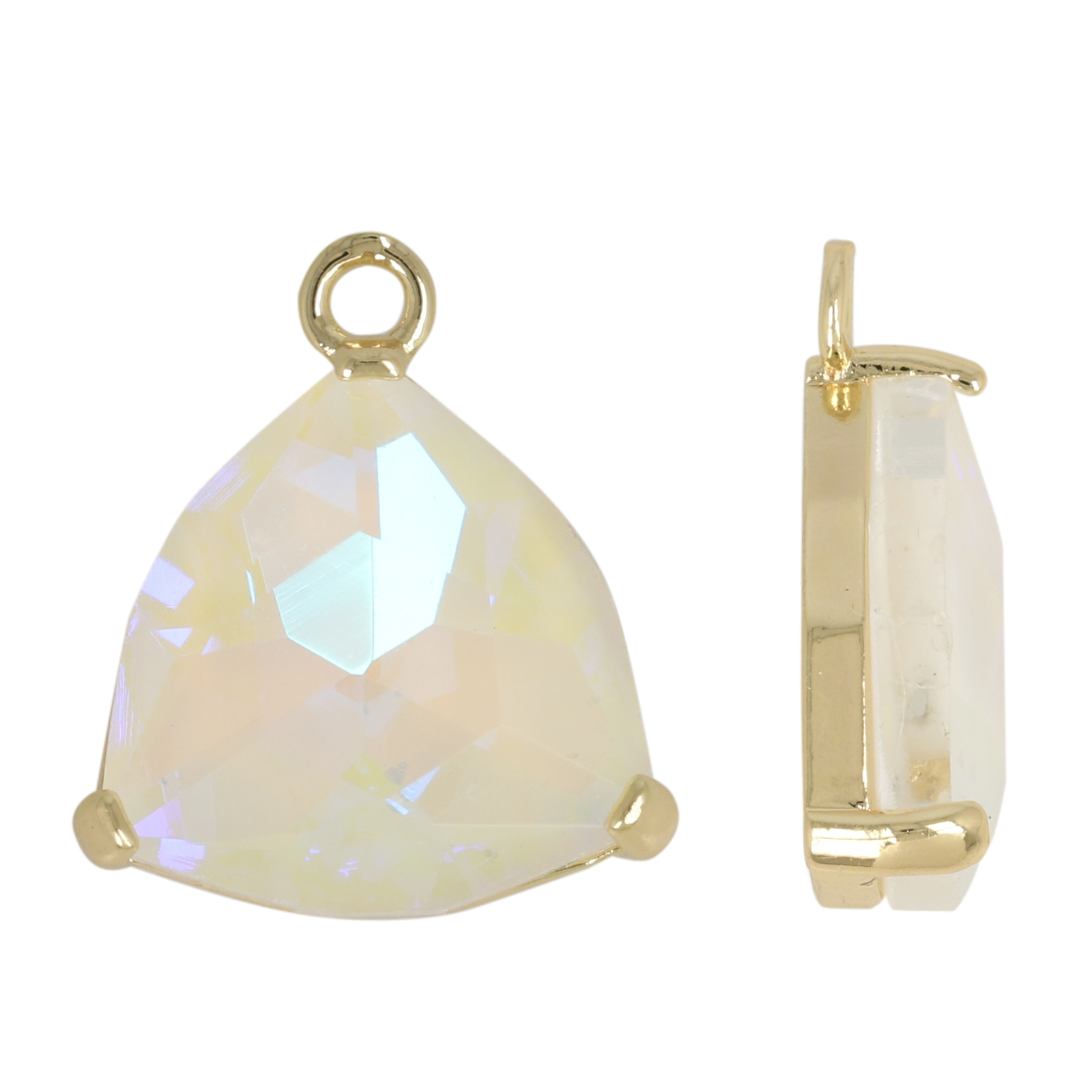 anhänger fine crystal vergoldet dreieck white iris 18mm | 2st
