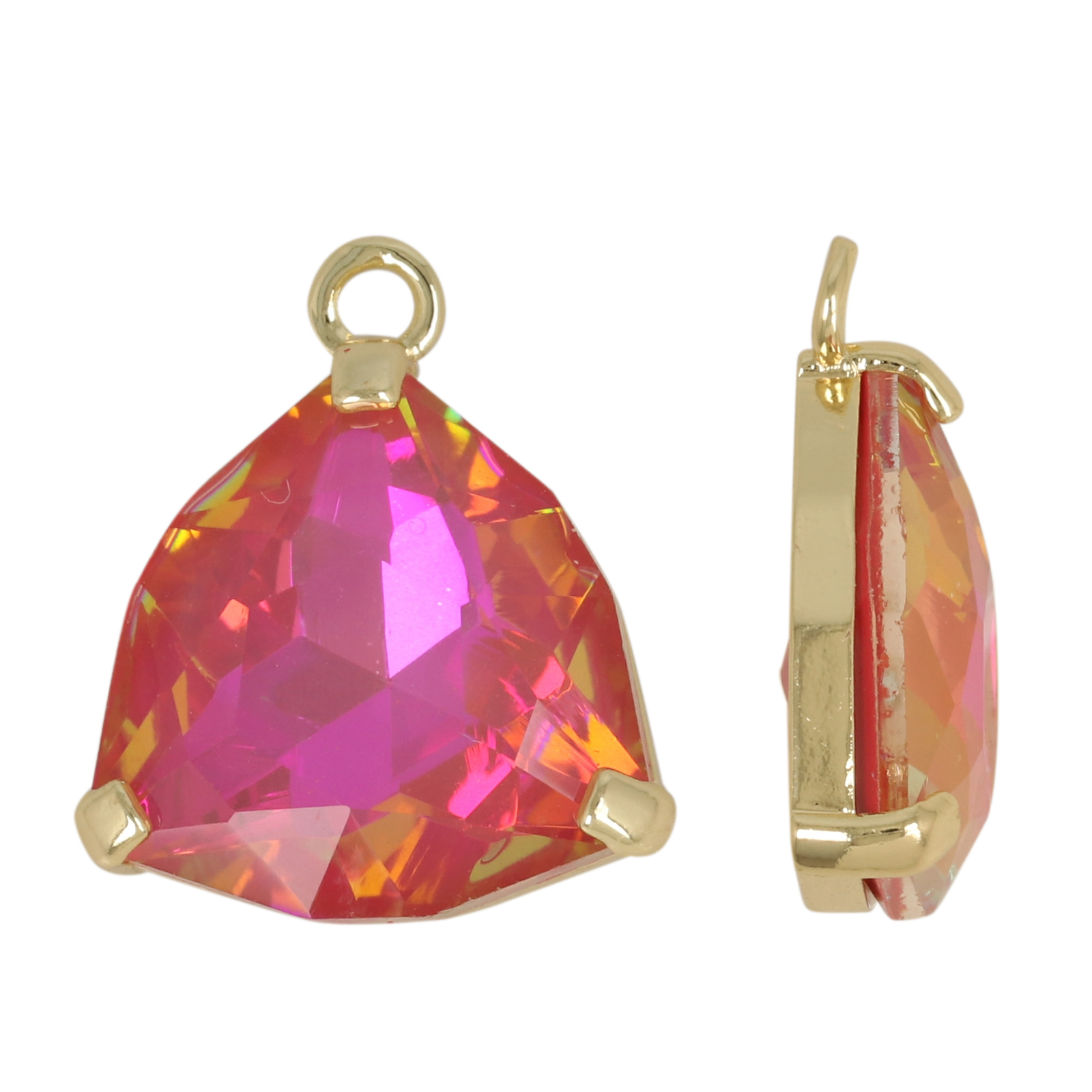 anhänger fine crystal vergoldet dreieck red iris 18mm | 2st