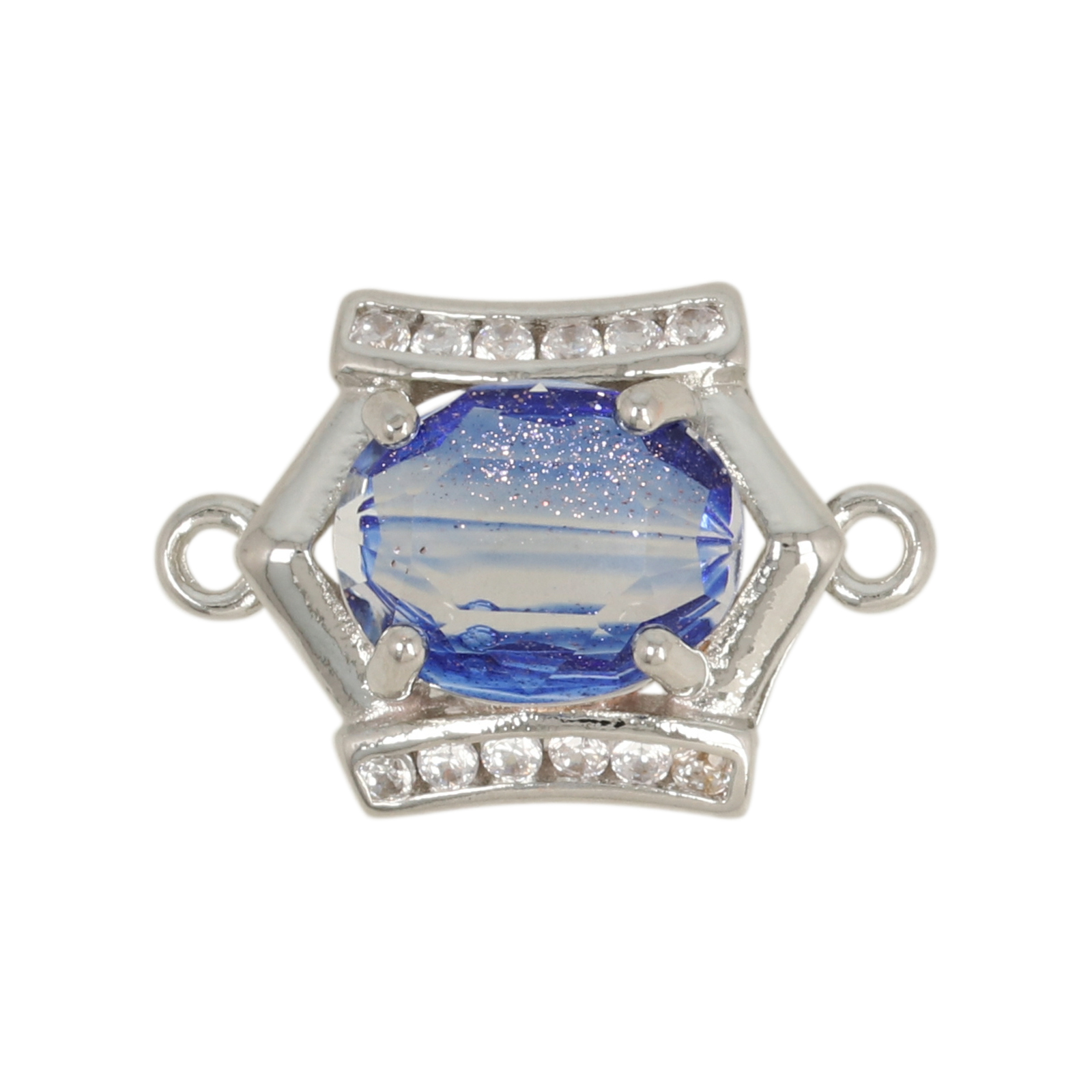 zwischenteil fine crystal rhodium versilbert sechseck cobalt glitter 15x13mm | 2st