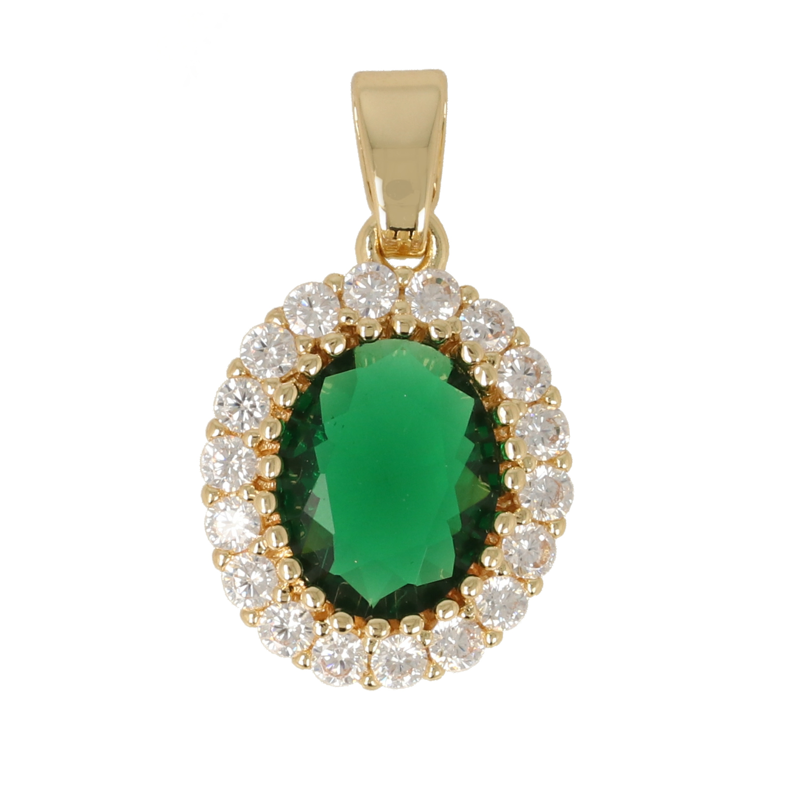 anhänger fine crystal vergoldet oval emerald 16x13mm | 1st