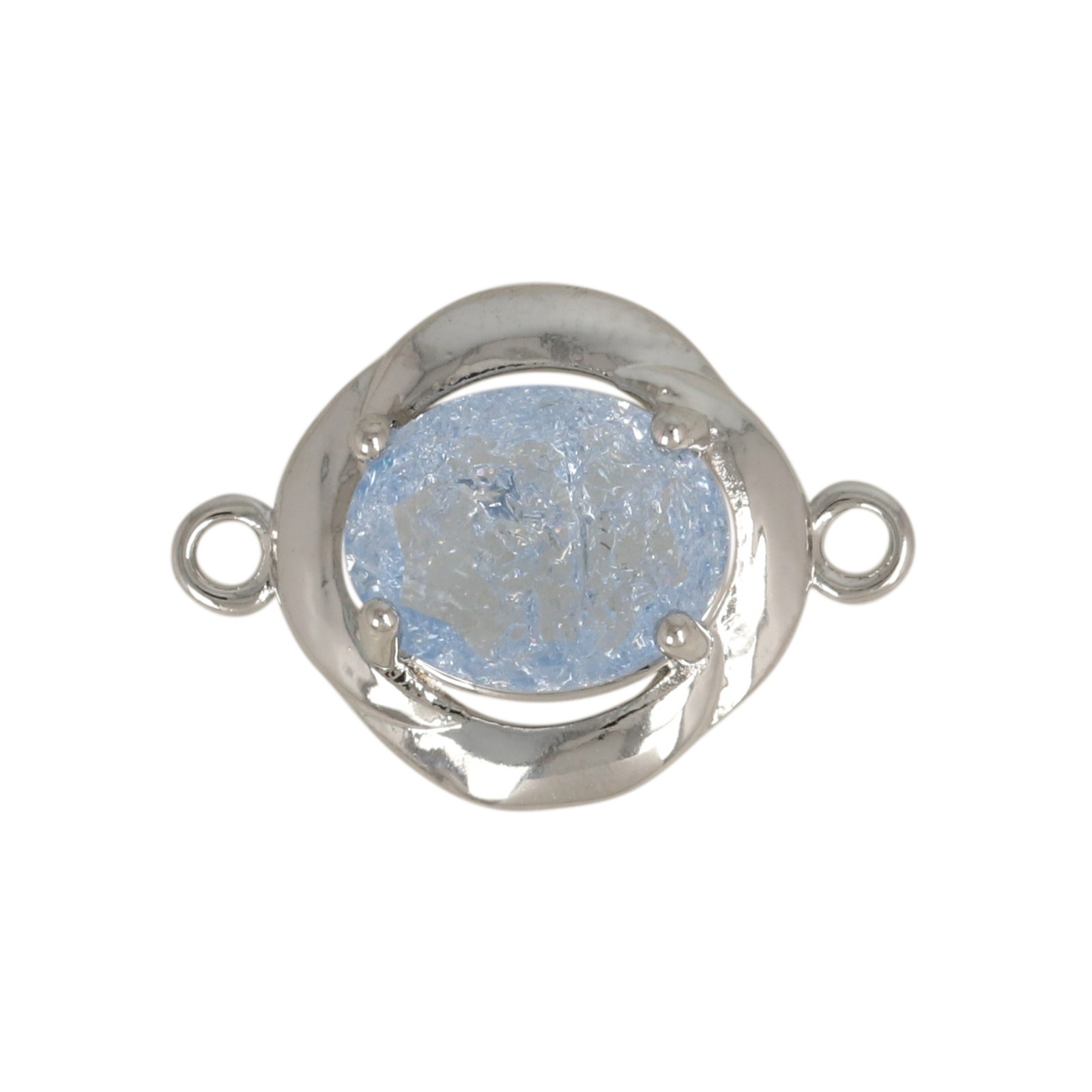 zwischenteil fine crystal rhodium versilbert blume sapphire cracked 14mm | 2st