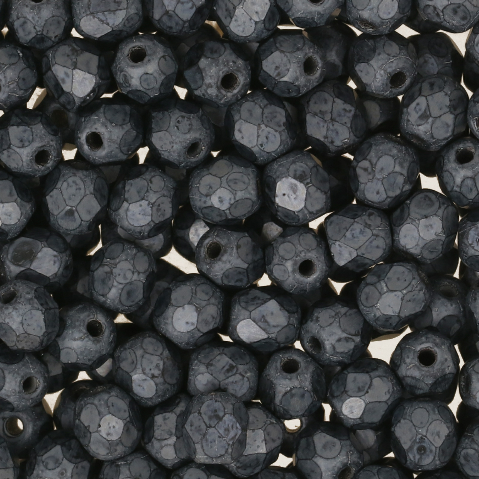 czech fire-polished round beads matte hematite 4mm | 50pc