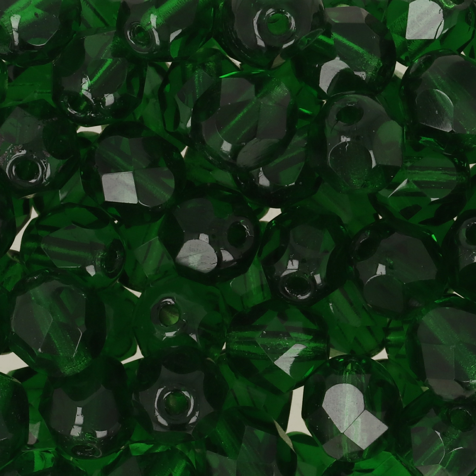 czech fire-polished round beads green emerald 6mm | 25pc