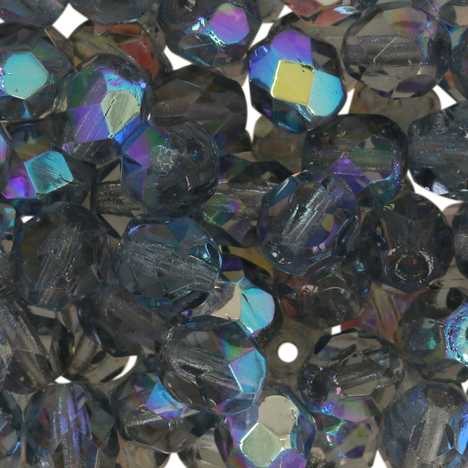 czech fire-polished round beads montana blue ab 6mm | 25pc