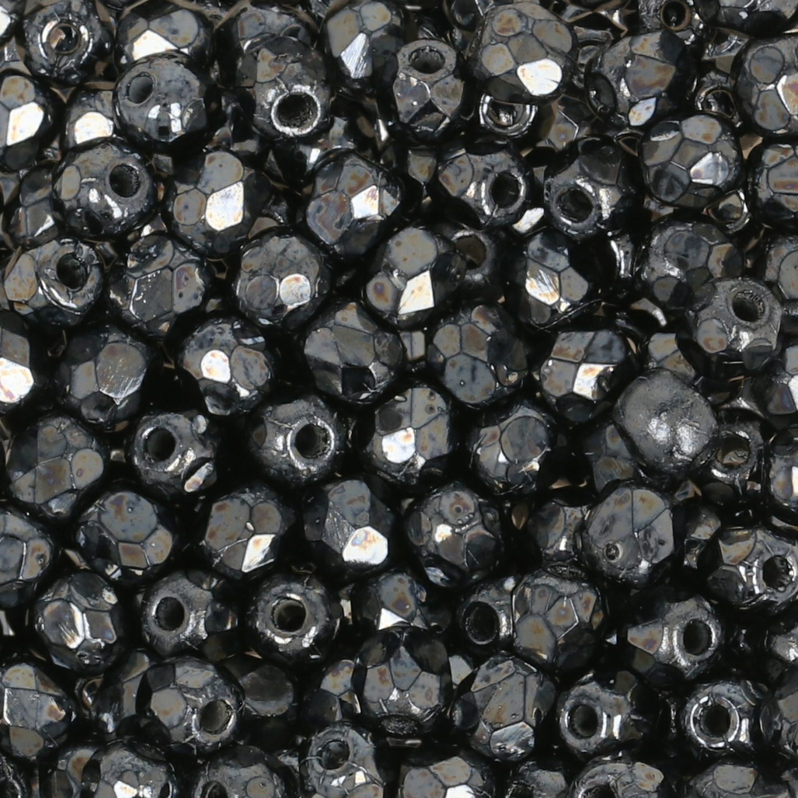 czech fire-polished round beads hematite 3mm | 50pc