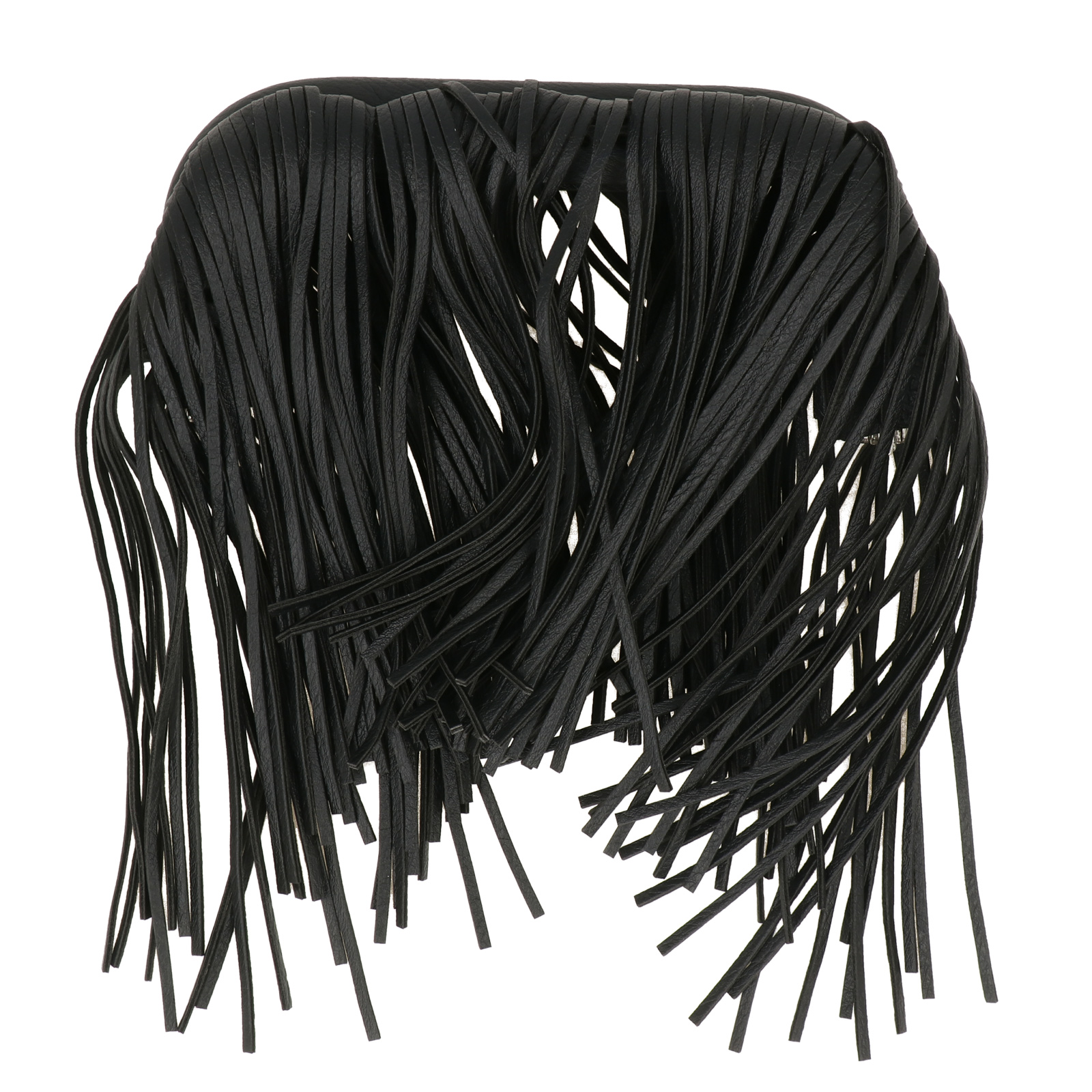 clutch bag spring closure with fringes in black pu leather 20x9cm | 1pc