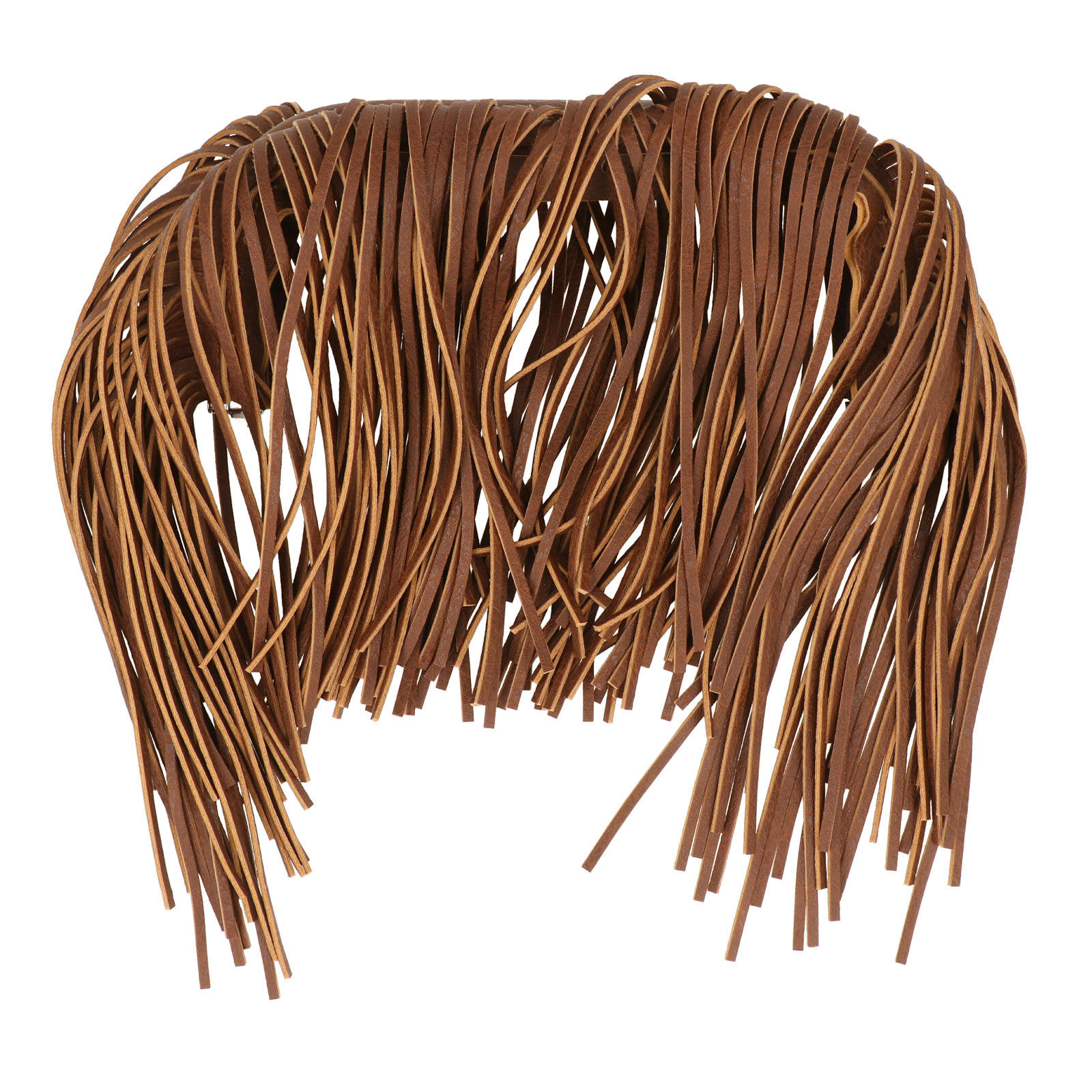 clutch bag spring closure with fringes in brown pu leather 20x9cm | 1pc
